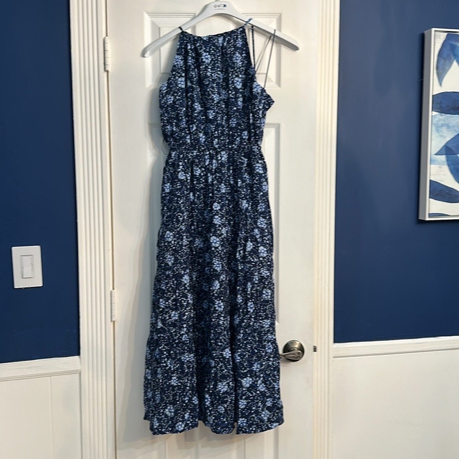 NWT Madewell Cross-Back Halter Midi Dress Vineyard Medallion - size Large $148