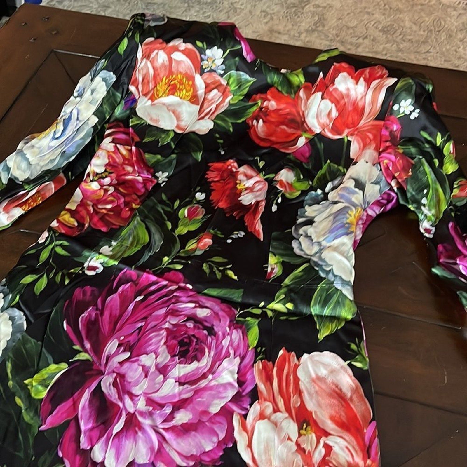 NWOT DOLCE & GABBANA Floral-print duchesse-satin mini dress - size 48