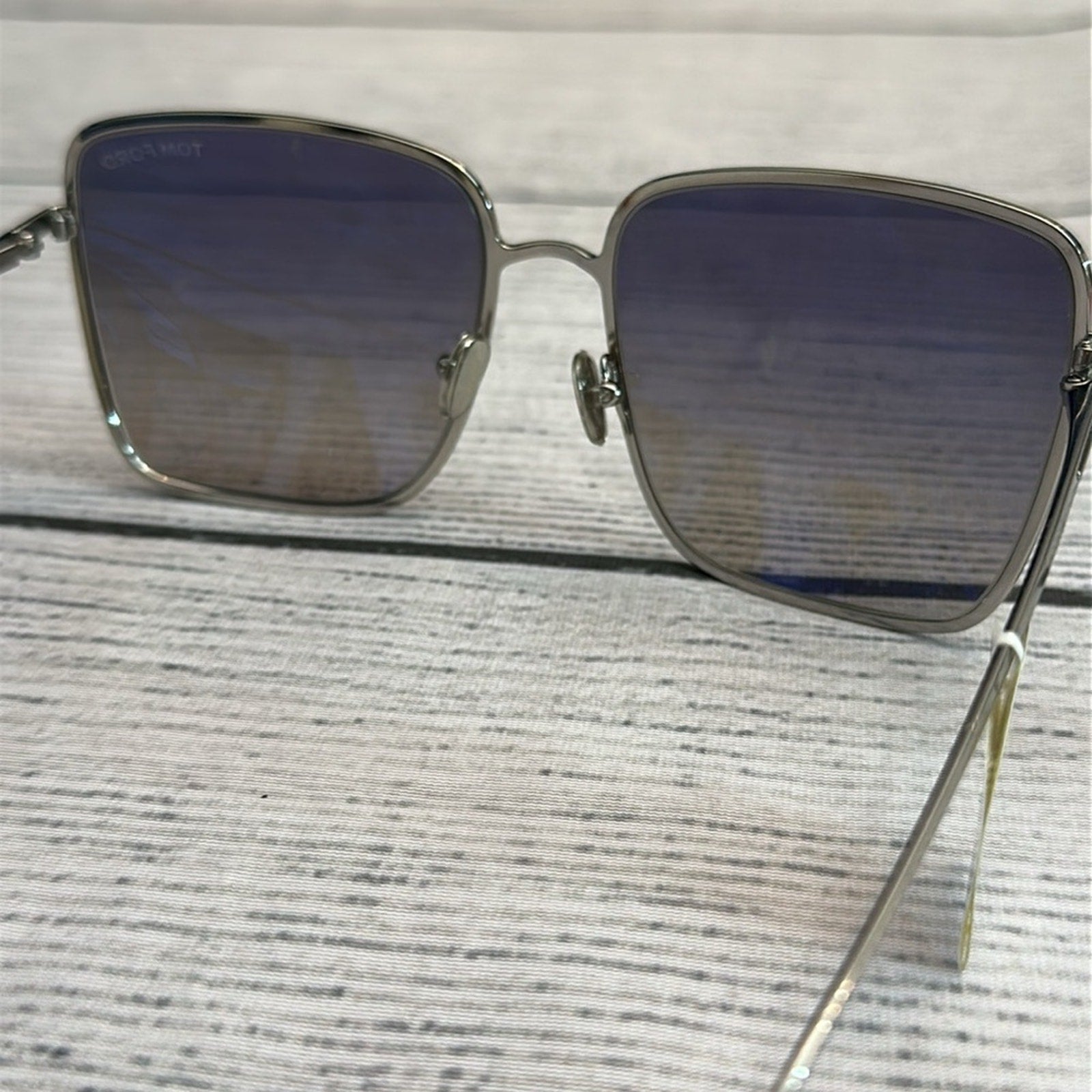 NEW Tom Ford Heather TF739 16B Silver Square Metal Sunglasses Frame 60-17-140