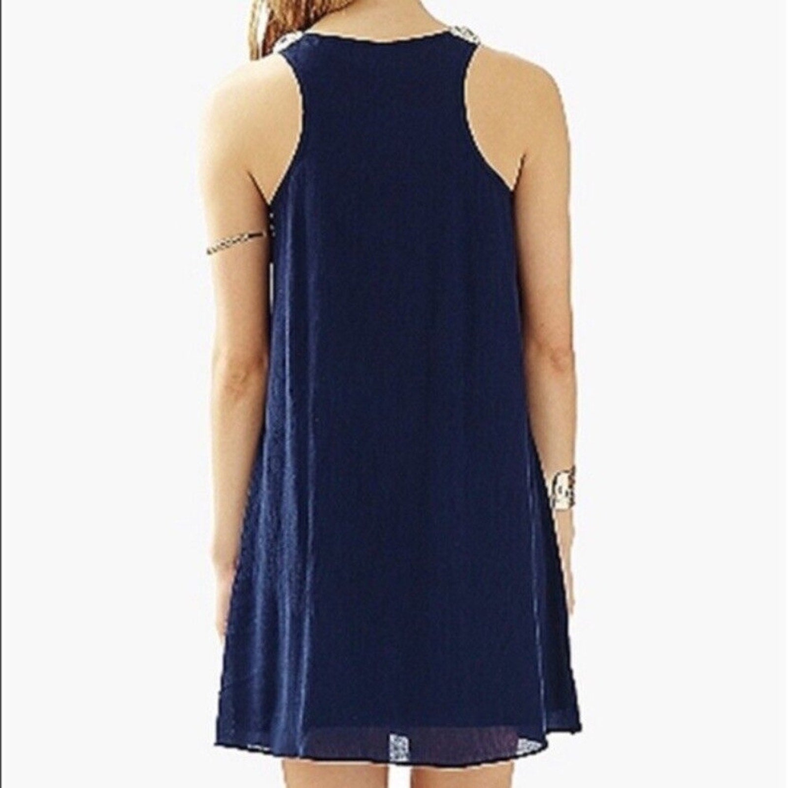 Lilly Pulitzer Navy Rachelle Dress Gold Metallic Detail - size S