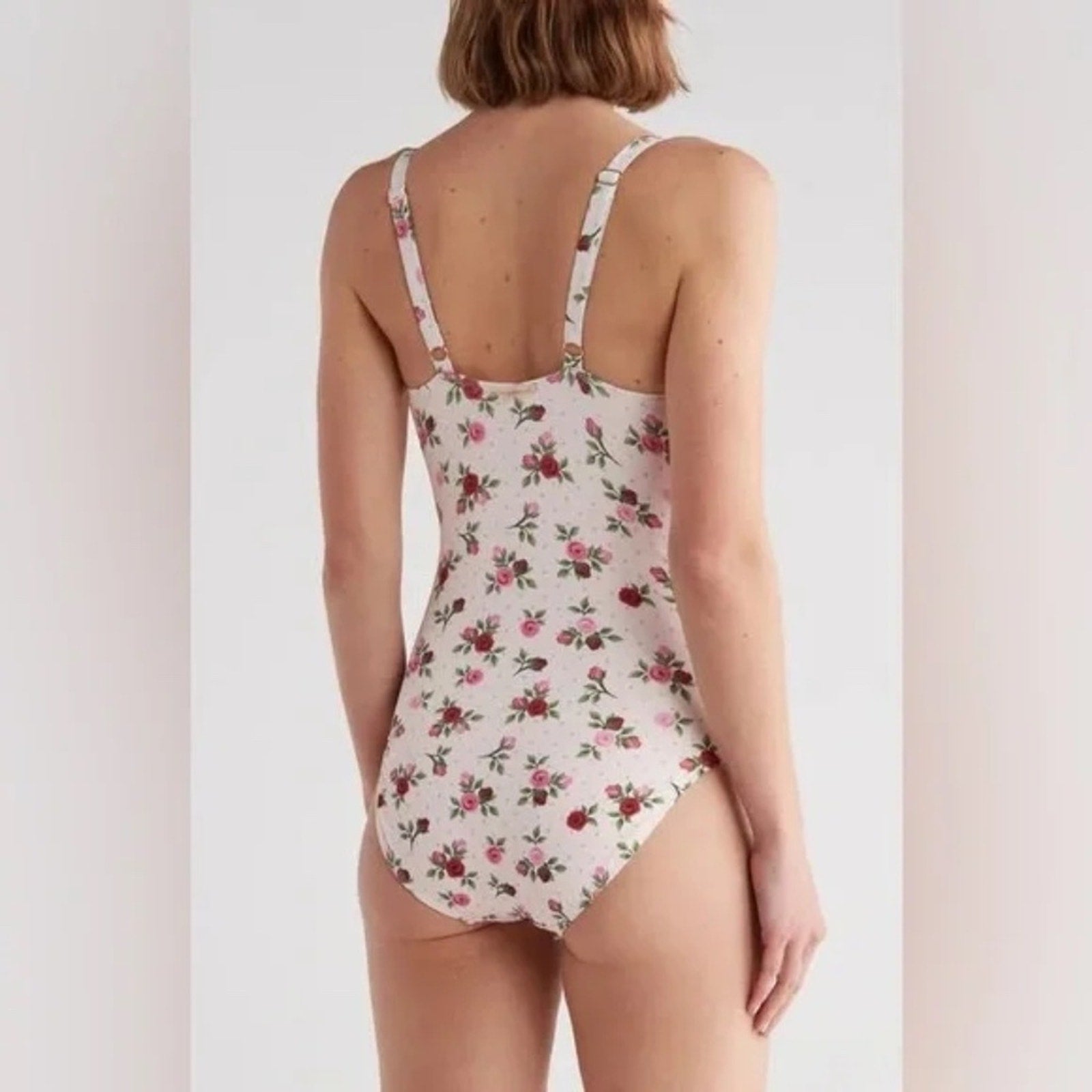 NWT Betsey Johnson Large Pink Roses One Piece Betsey Swim Suit - size XL