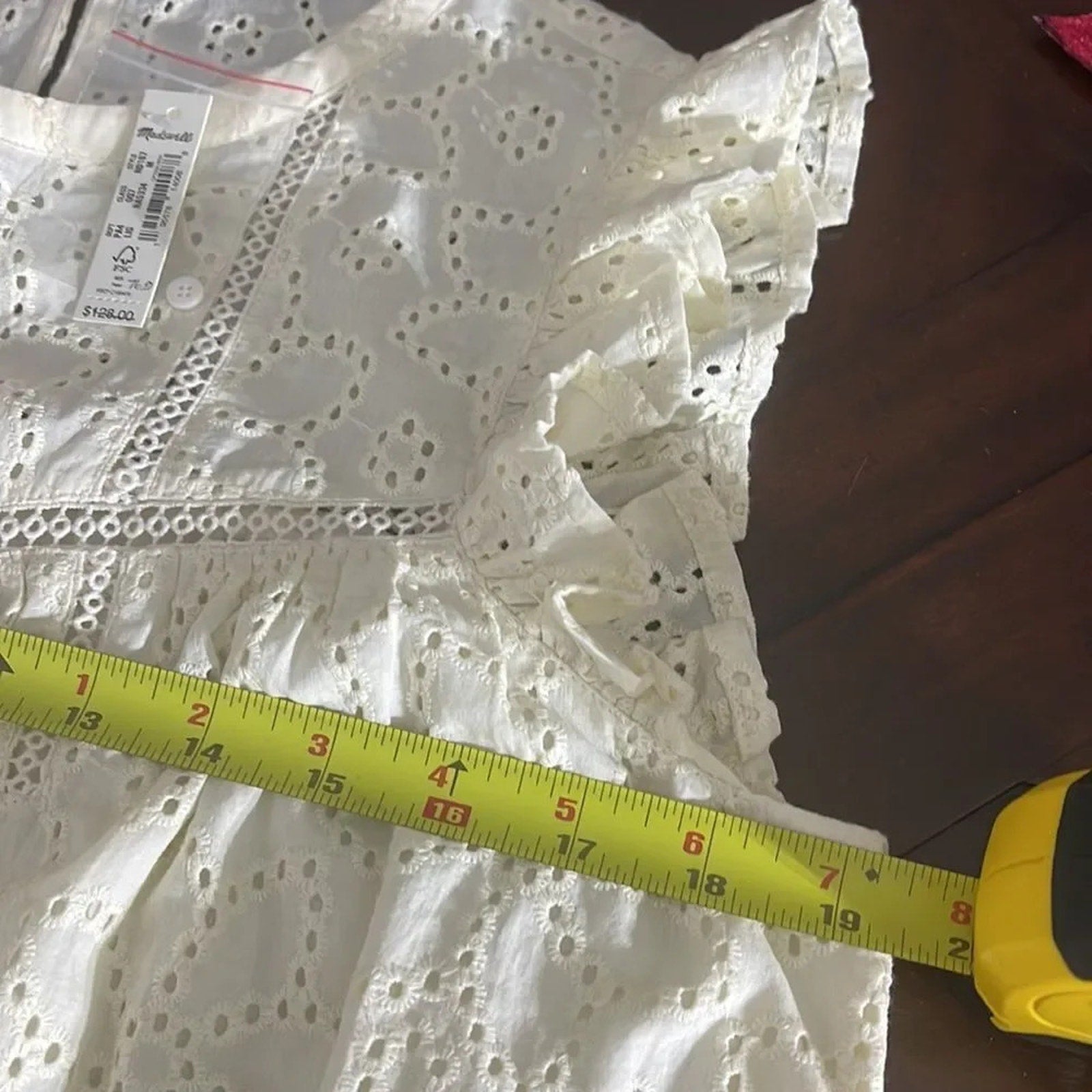NWT Madewell Eyelet Ruffle-Sleeve Mini Dress - size M