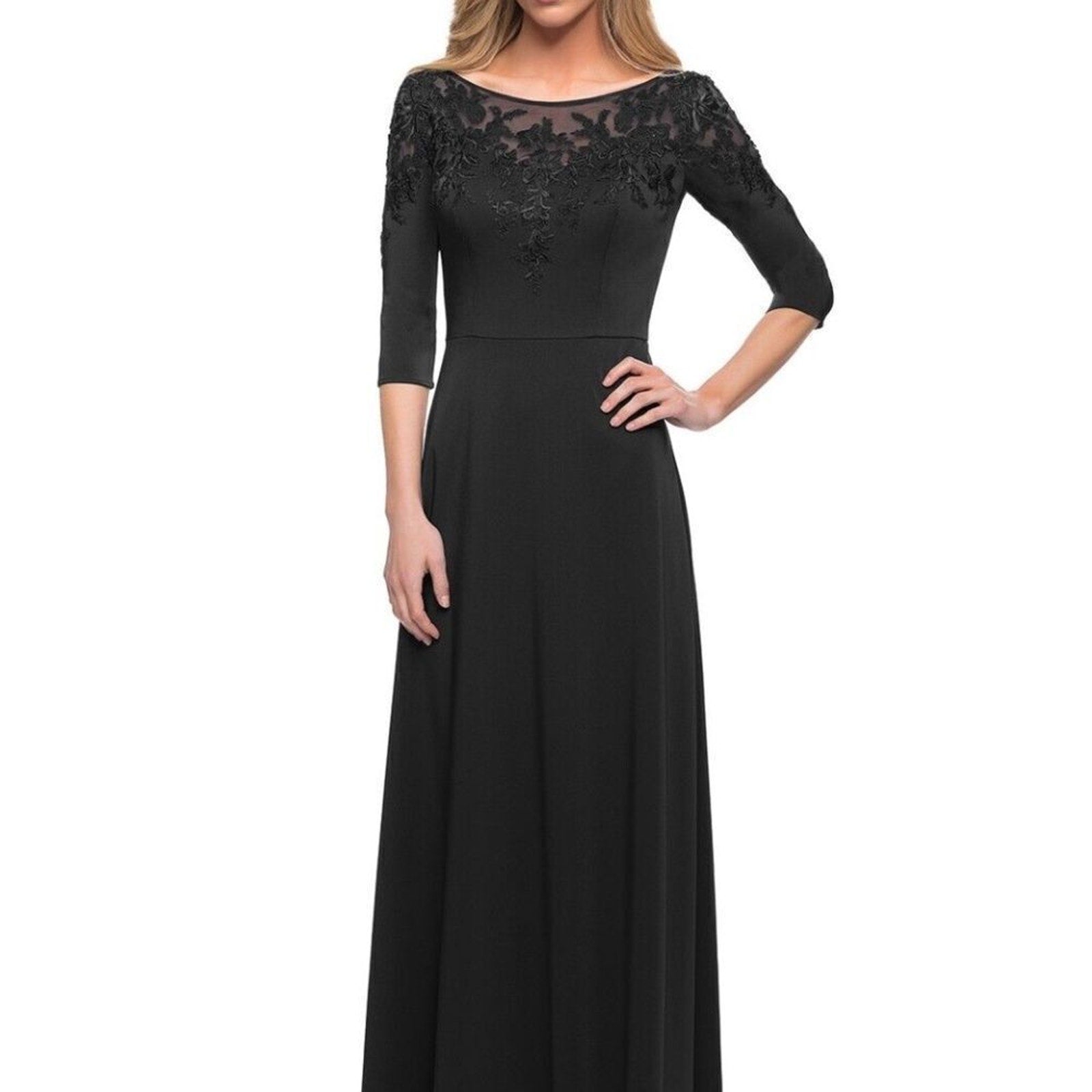 NEW La Femme 29227 Embroidered Illusion Neck Gown - size 4
