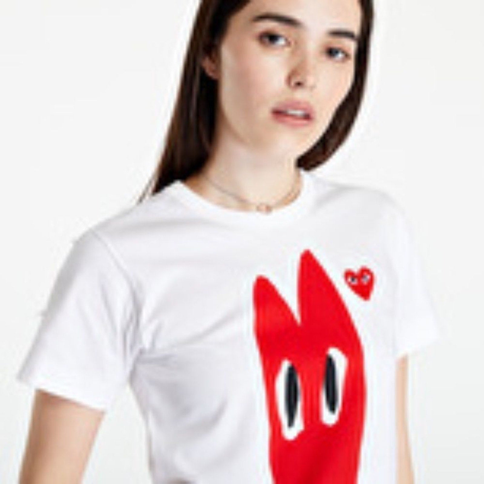 NWT COMME des GARCONS PLAY Long Heart Tee 'White' AZ-T224-051-1 - size M