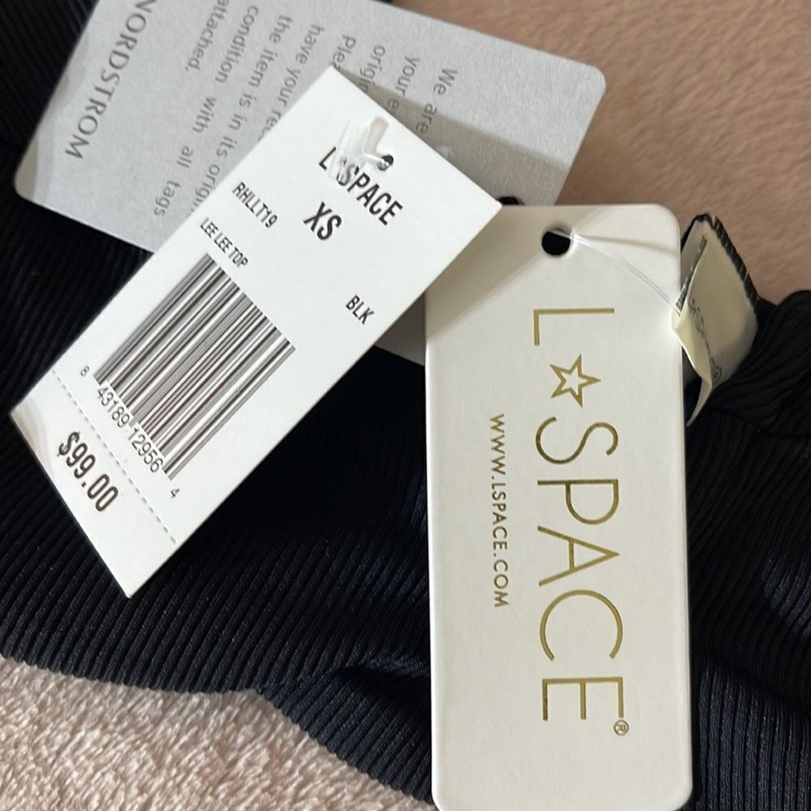 NWT L Space Lee Lee Bikini Top Black Revolve -size Xs