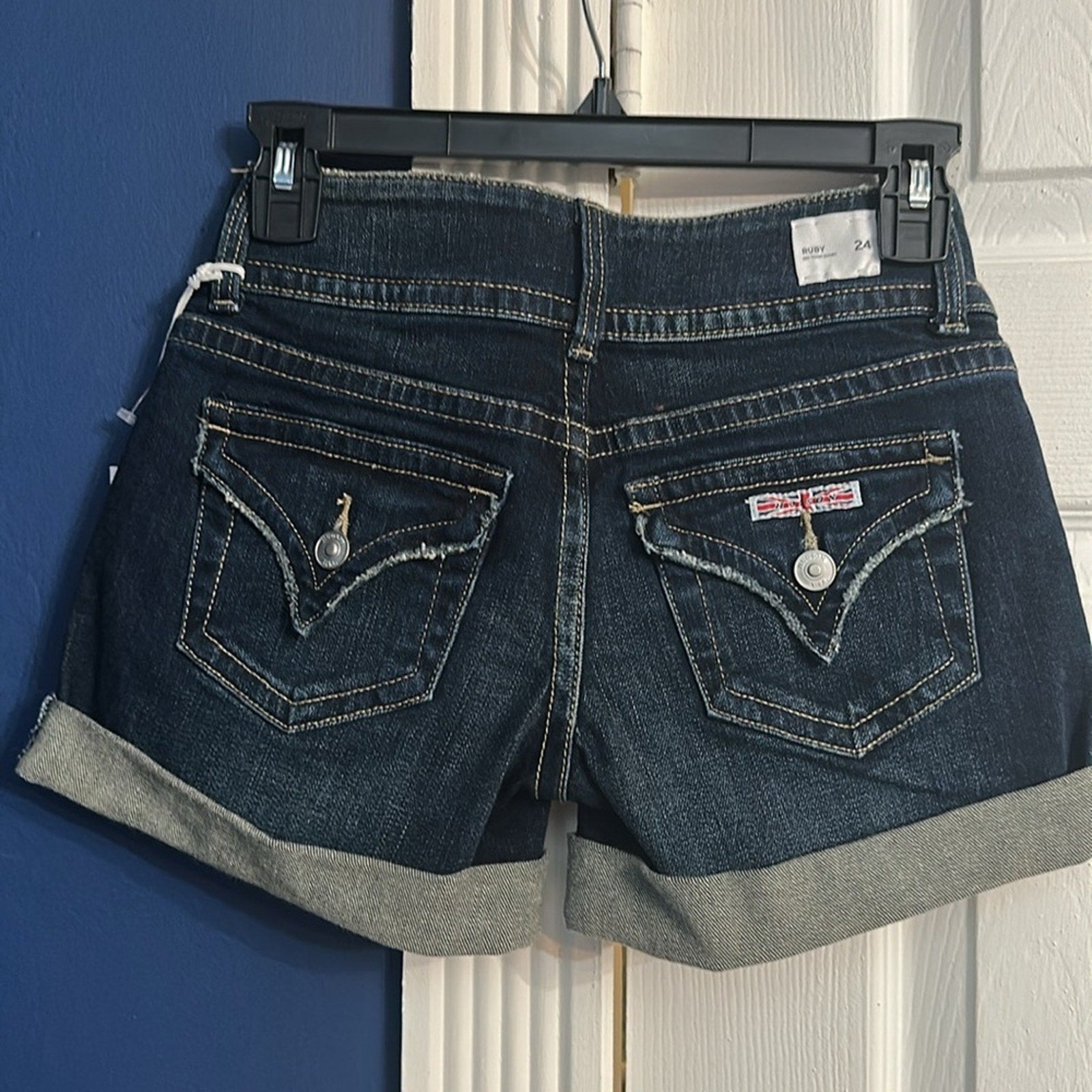NWT Hudson Jeans Rolled Cuff Denim Ruby Shorts DEBORAH 24 NWT $145