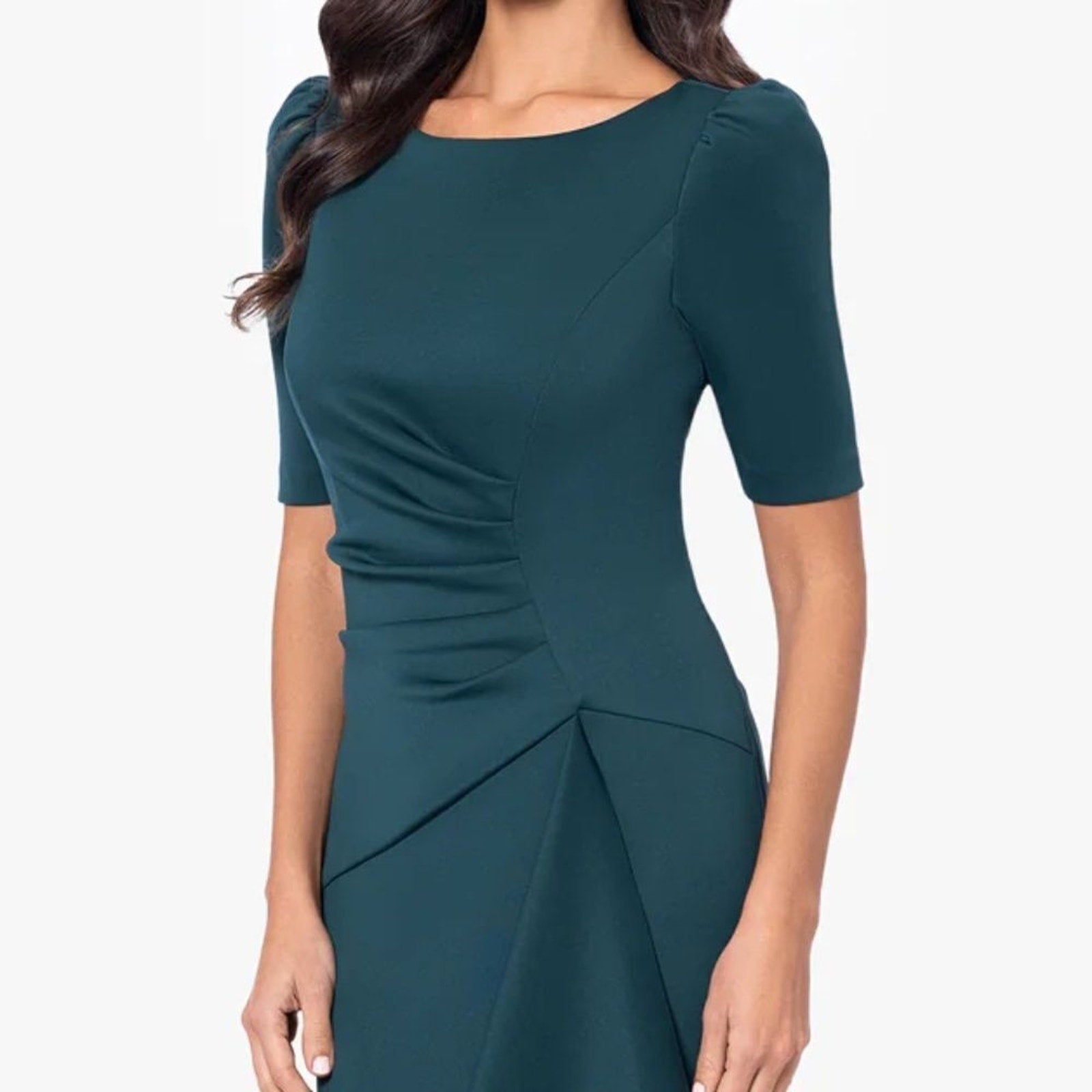 NWT Xscape "DEMI" 3/4 SLEEVE SIDE RUCHED FLOOR LENGTH GOWN - size 10