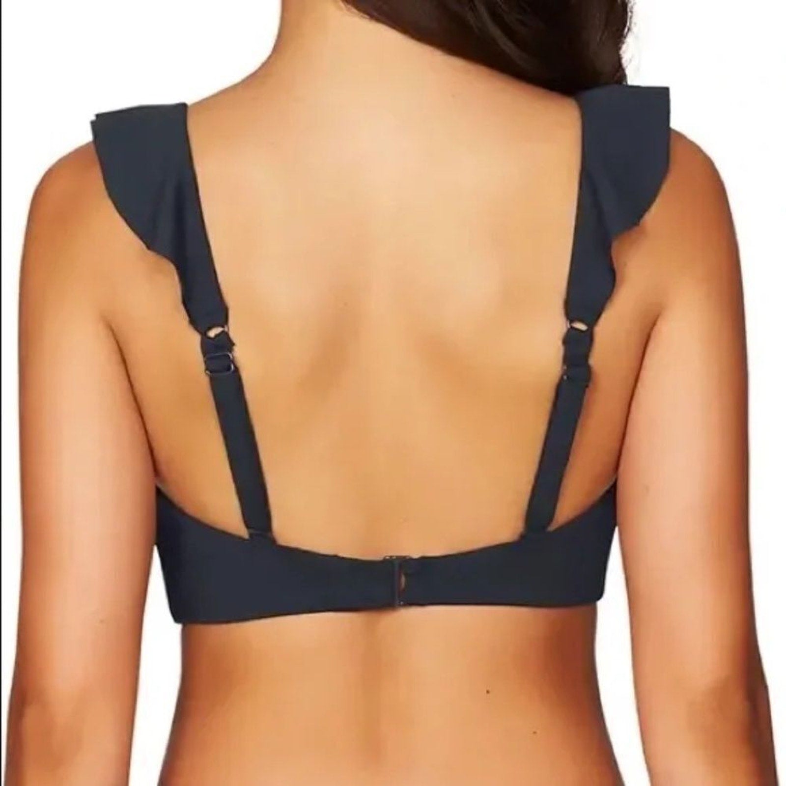 NWOT Sea Level Essentials Frill Bikini Top Navy - size 10