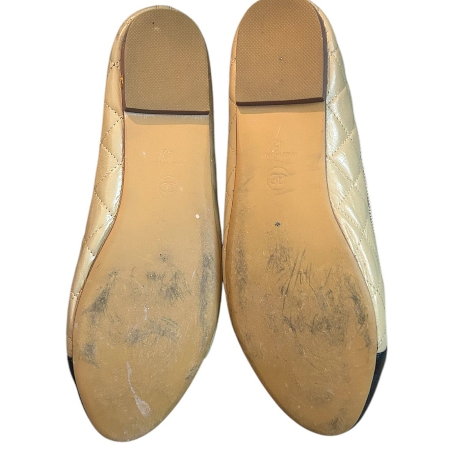 Chanel ballet flats Aged Calfskin beige black - size 42 (=US 11.5)