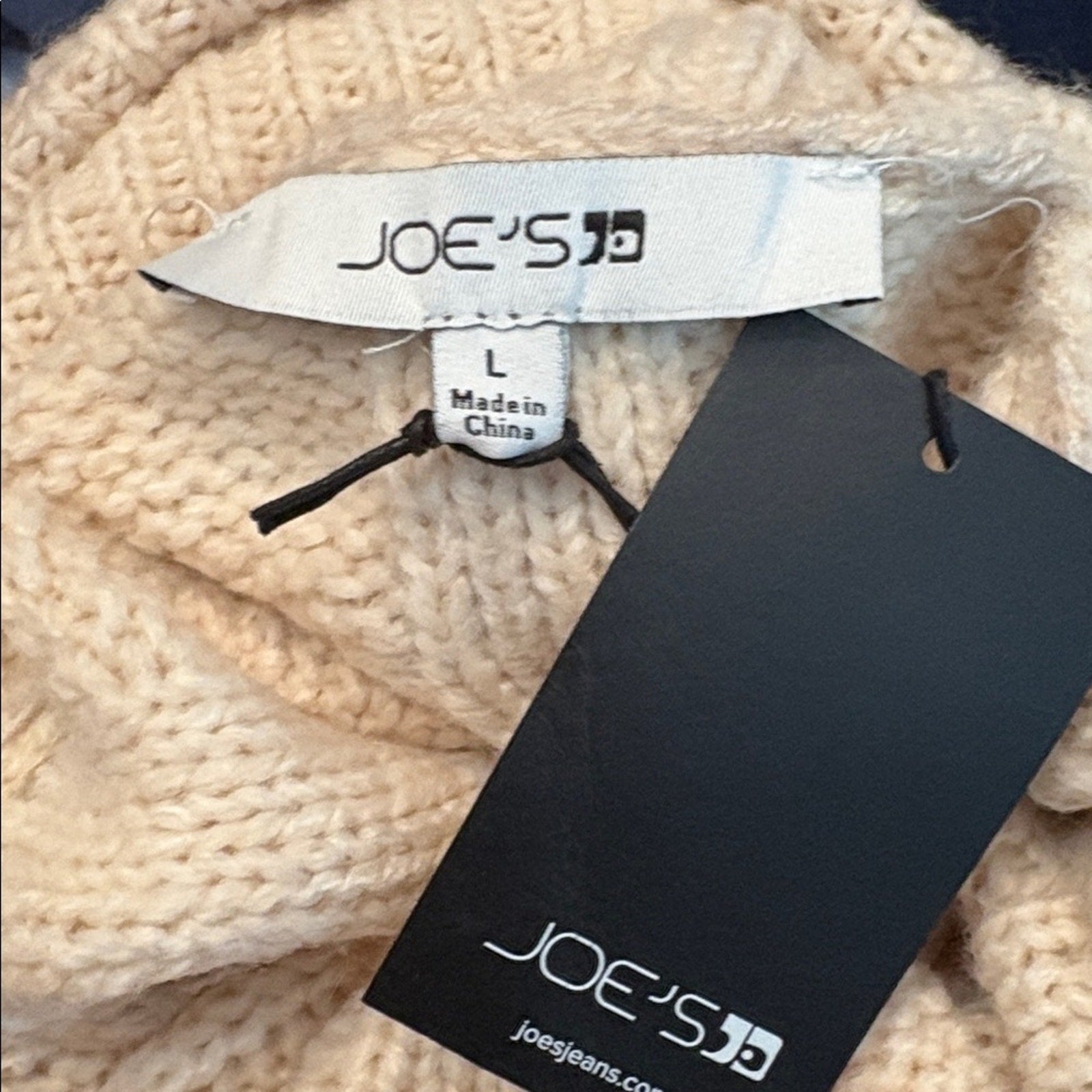 NWT JOE'S JEANS Ruffle Sleeve Cable Knit Turtleneck wool blend Sweater - large