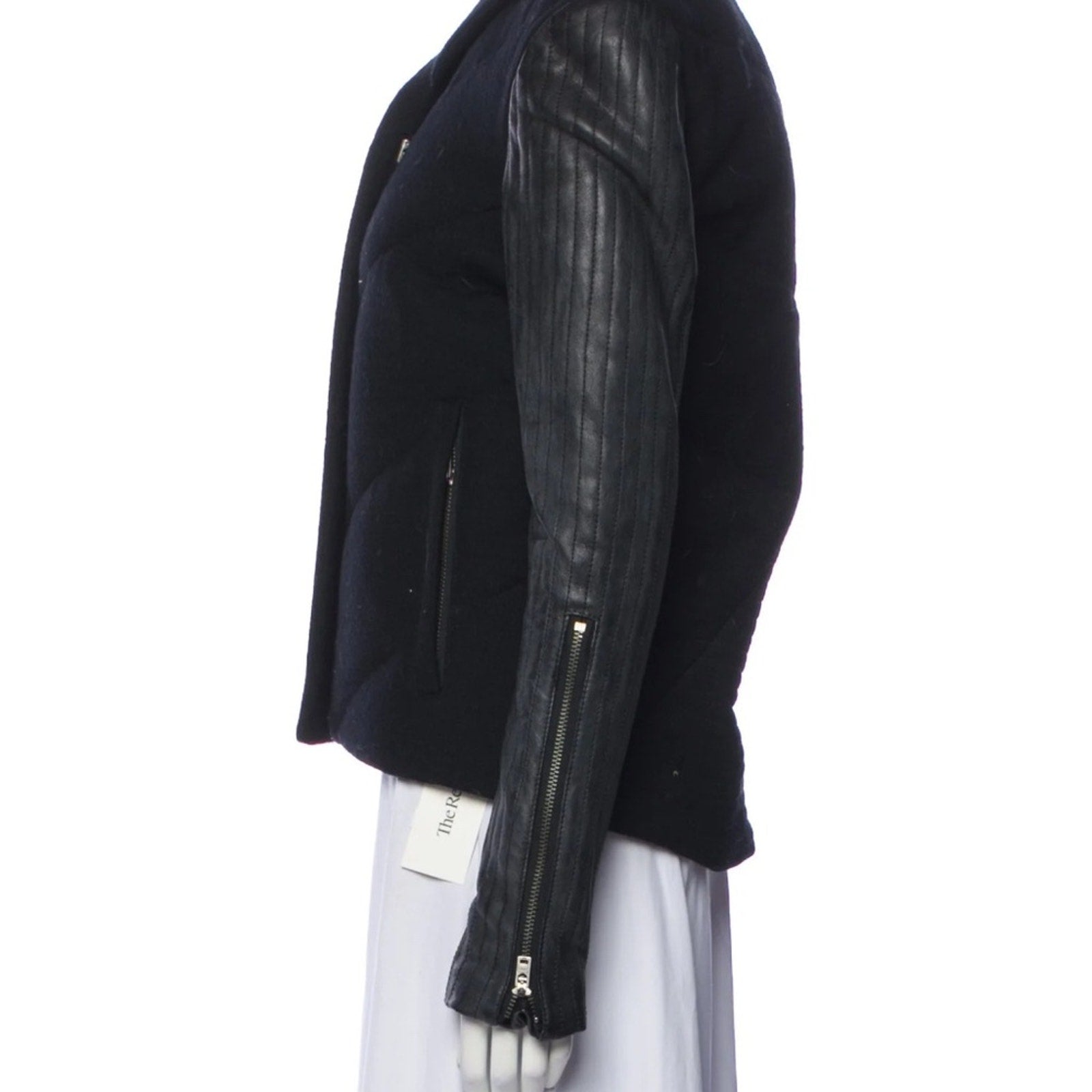 NWT Helmut Lang Strata Leather Sleeve Quilted Jacket - size small
