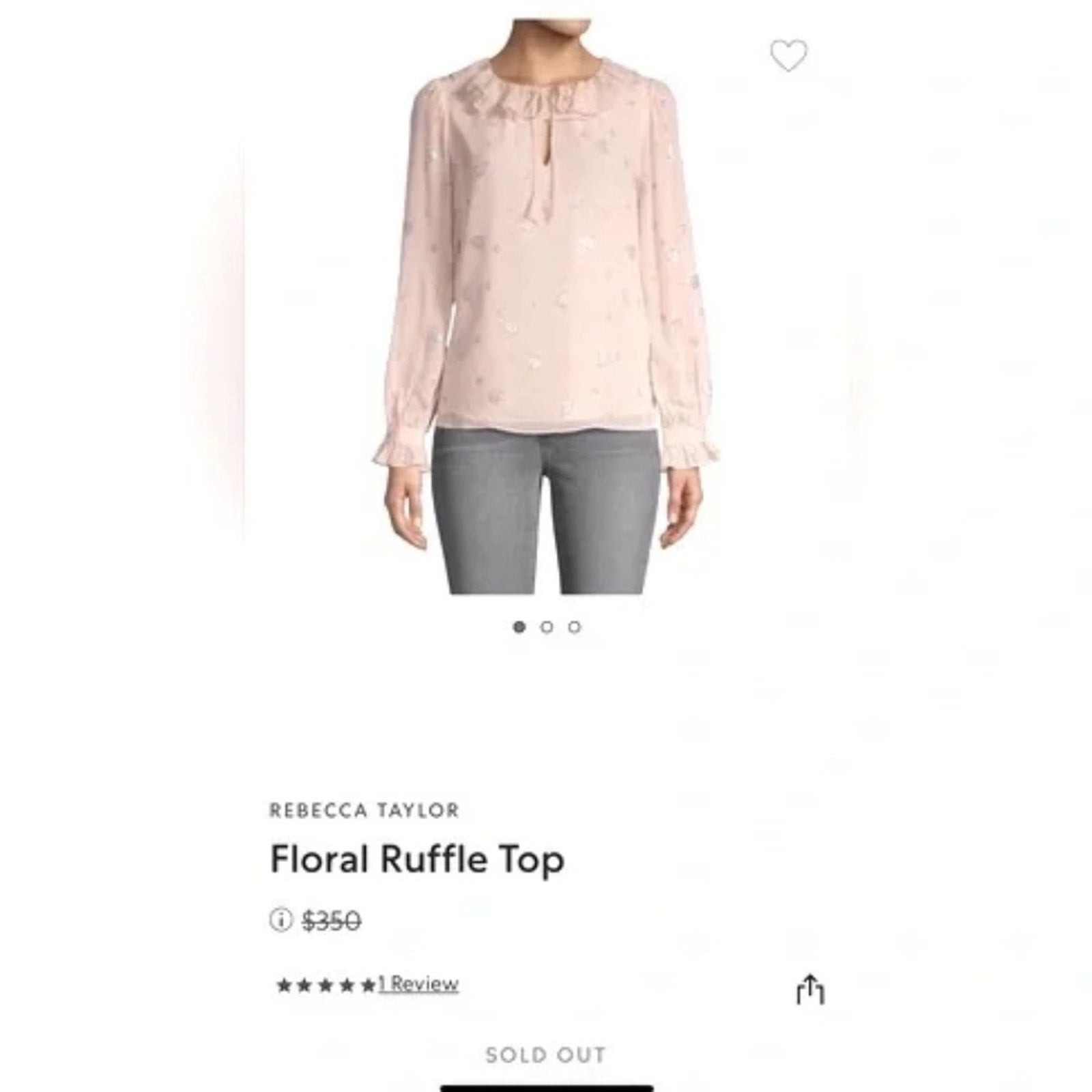 Rebecca Taylor Silk Floral Scattered Tulip Clip Ruffle Metallic Peasant Top - 12