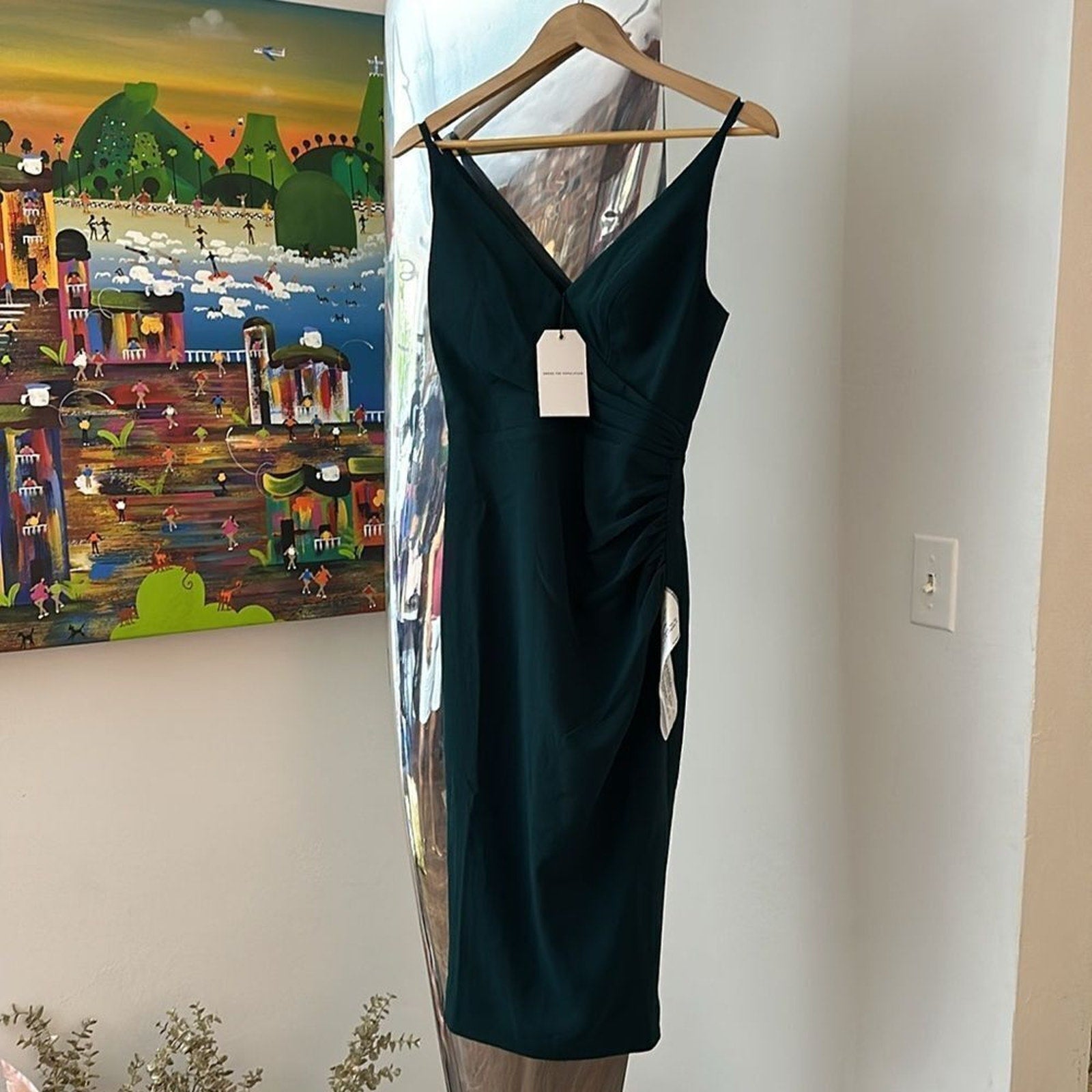 NWT Dress The Population Anita Sleeveless Sheath Dress Pine Green - size small