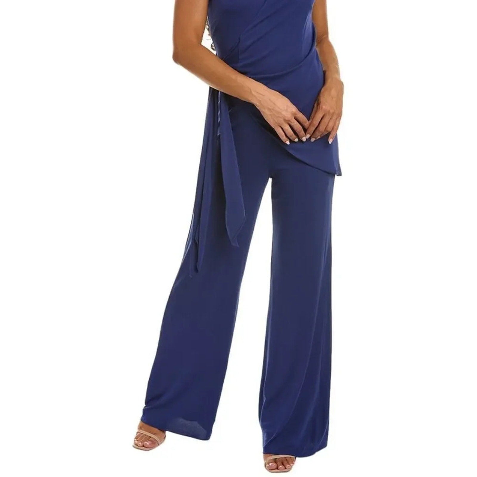 NEW HALSTON Zaria draped stretch-jersey wide-leg jumpsuit - size 6