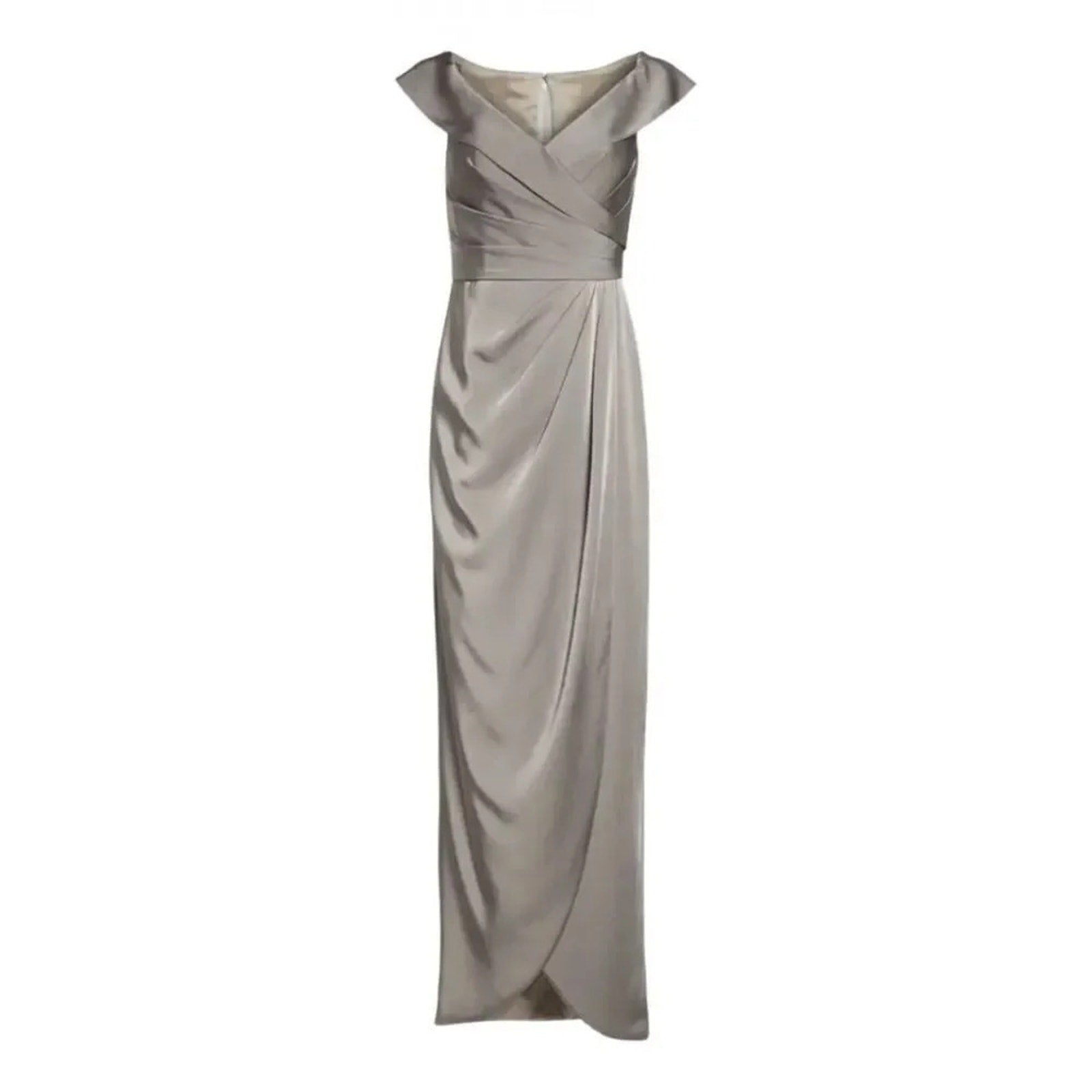 NWOT La Femme 25206 - Ruched Cap Sleeved Long Jersey Dress - size 2