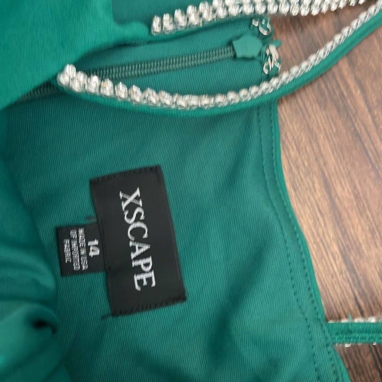 NWT Xscape Long Scuba Asymmetrical Bling Dress - size 14