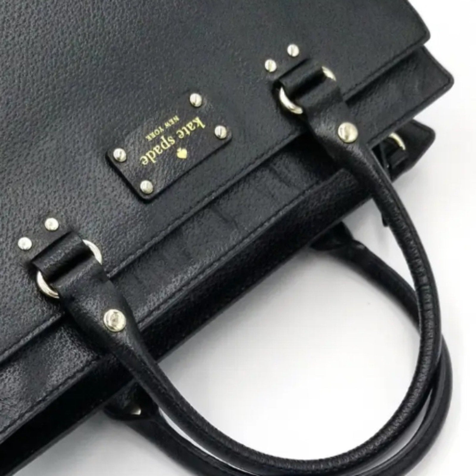 Kate Spade Wellesley Durham Black Leather Triple Compartment Satchel Bag