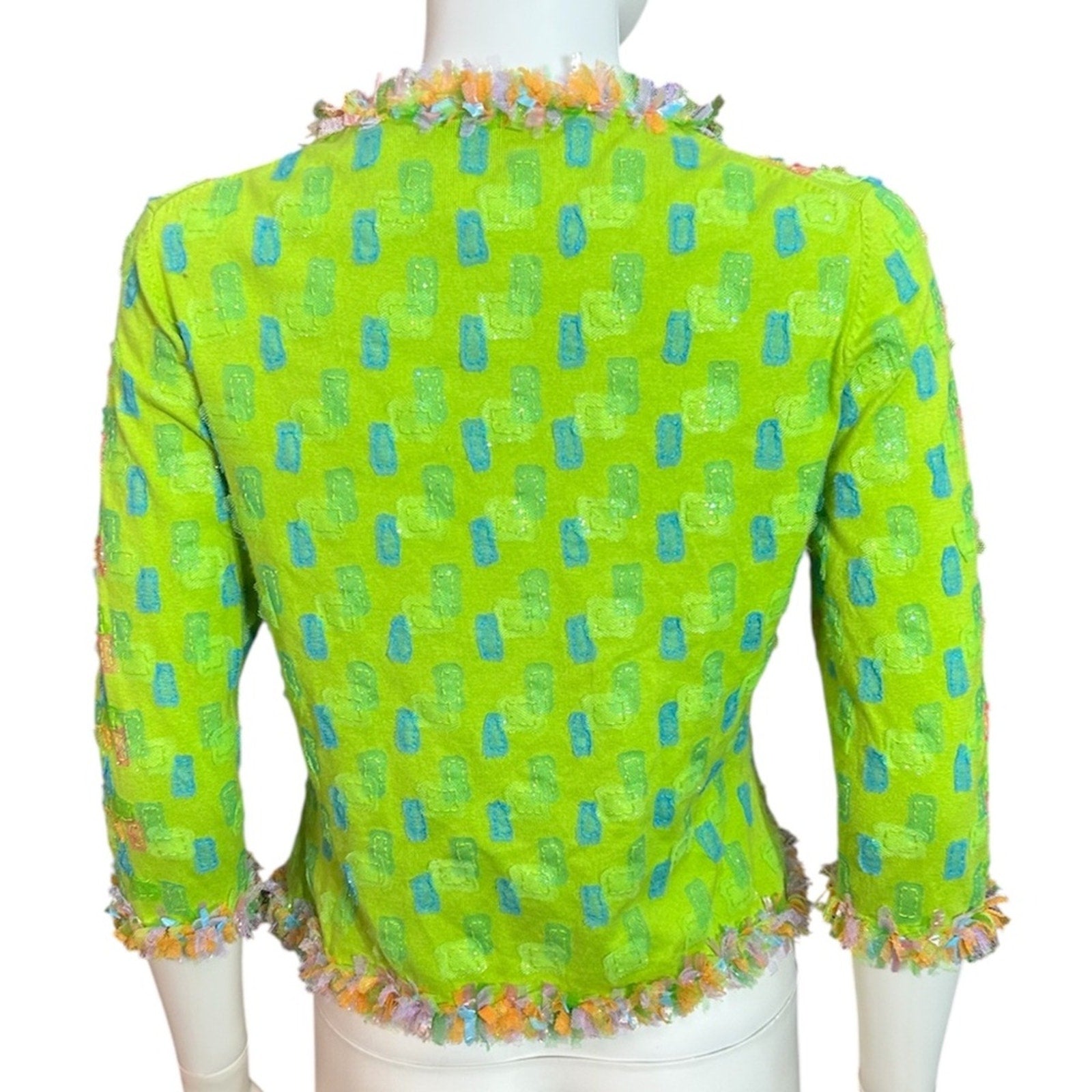 Michael Simon New York Vintage Tulle Cardigan Sweater Green - size M