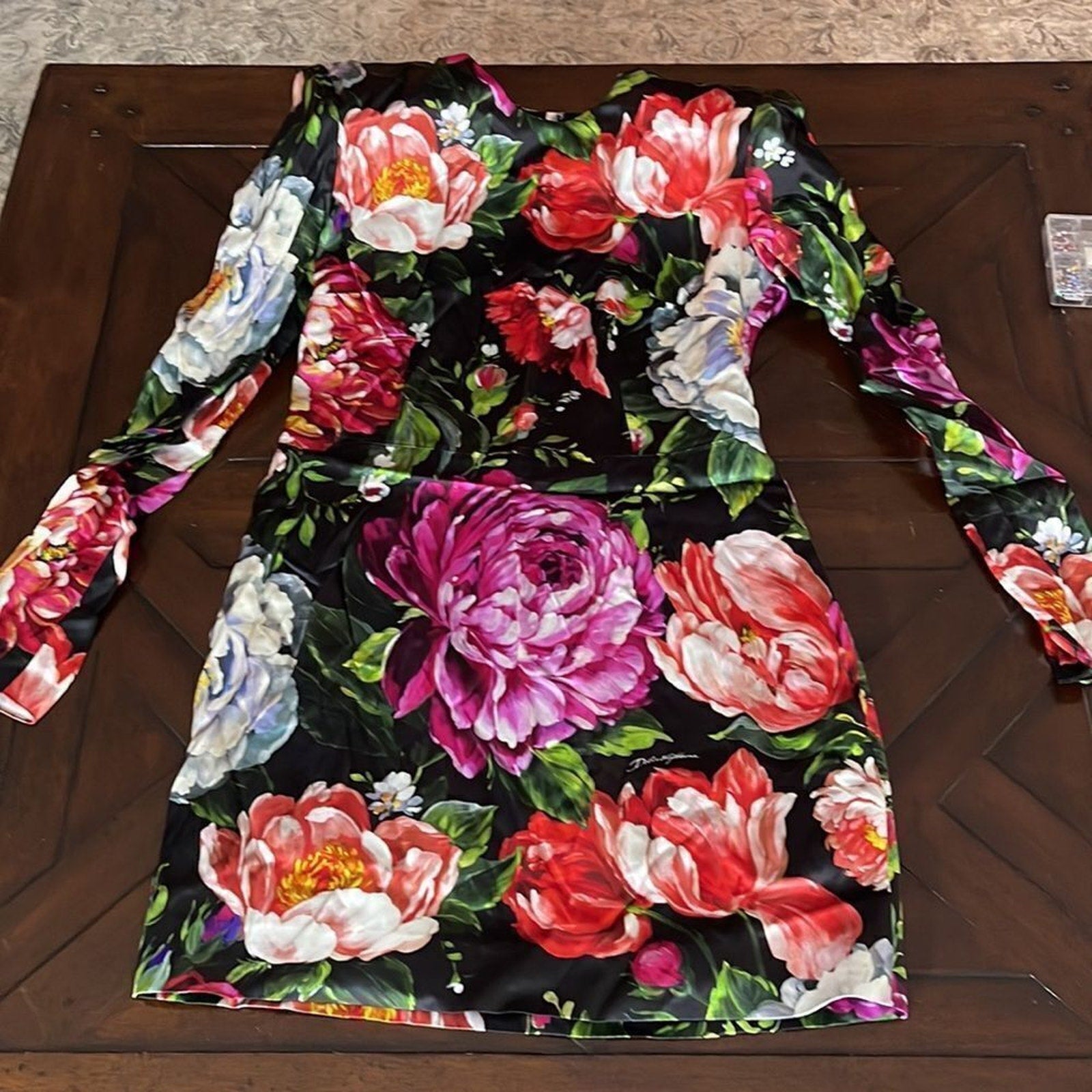 NWOT DOLCE & GABBANA Floral-print duchesse-satin mini dress - size 48