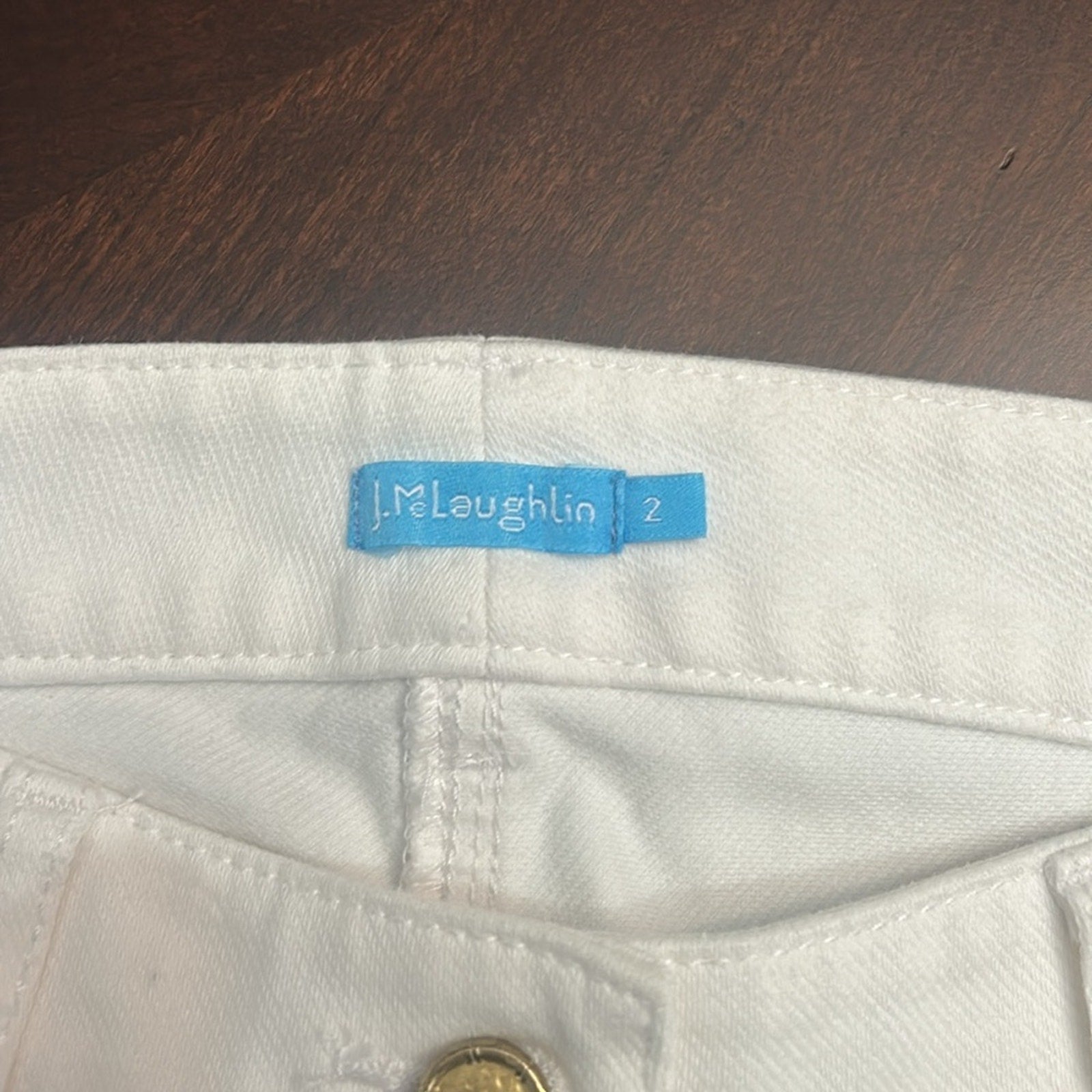 J. McLAUGHLIN Jeans White Slim Leg Denim 4-Way Stretch Cotton Size 2