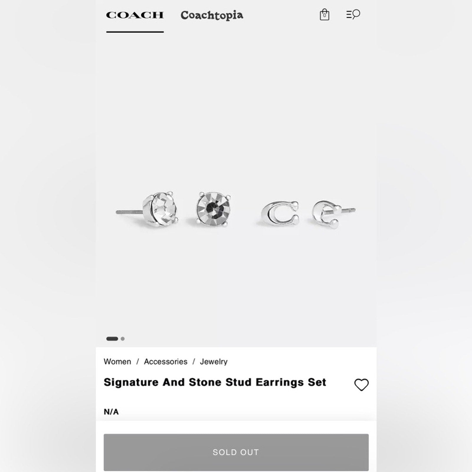 NEW Coach Signature And Stone Stud Earrings Set