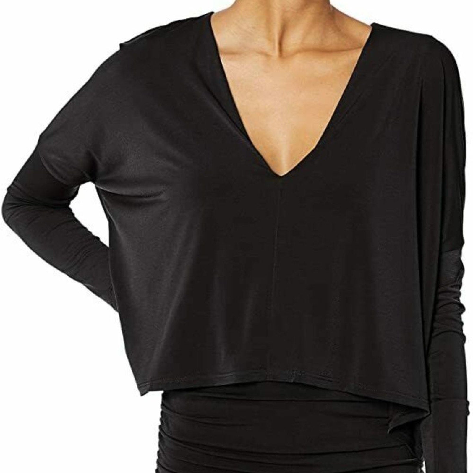 NWT BCBGMAXAZRIA Ruched Sheat Casual Black Dress - size M
