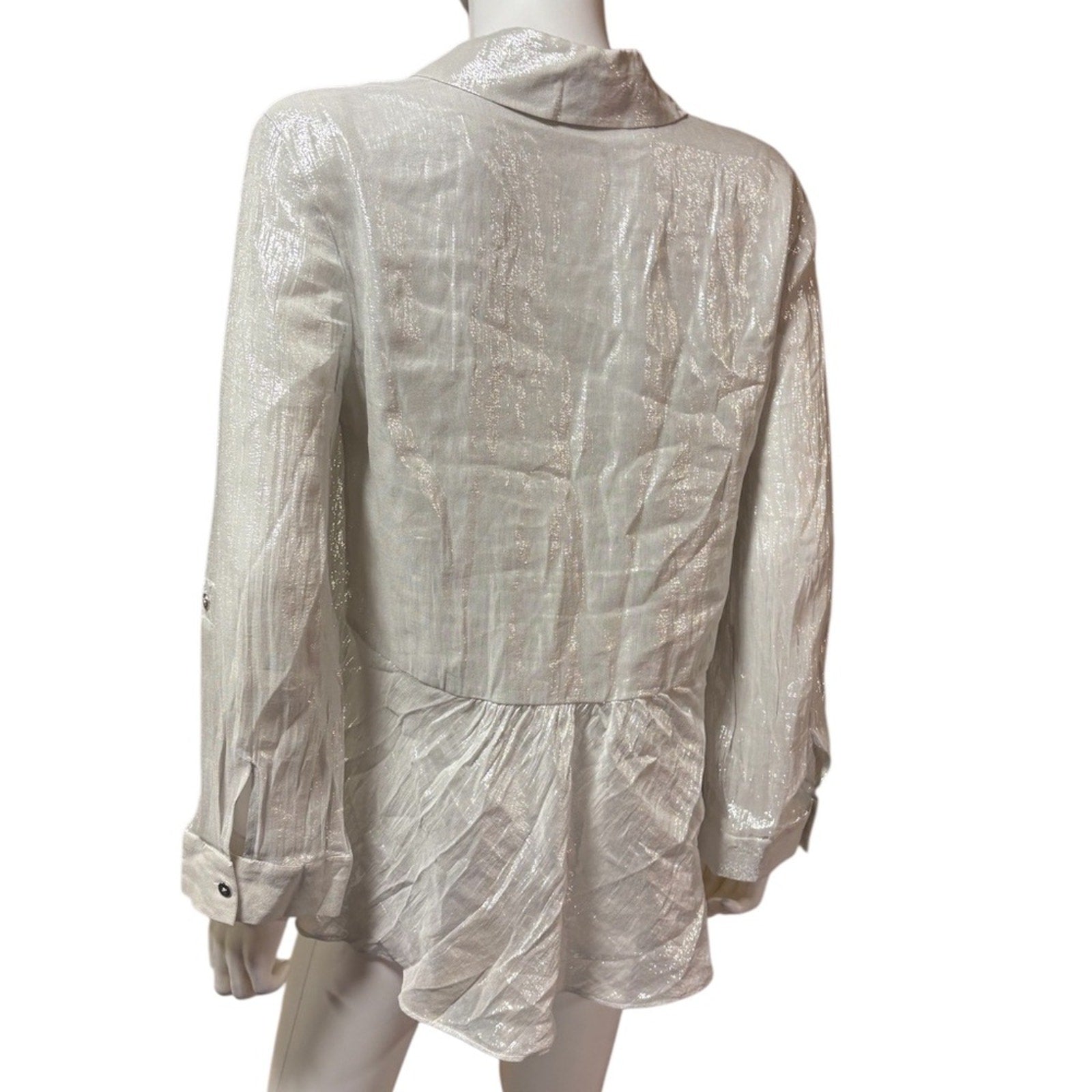 Alice + Olivia Shiny Metallic Blouse - L
