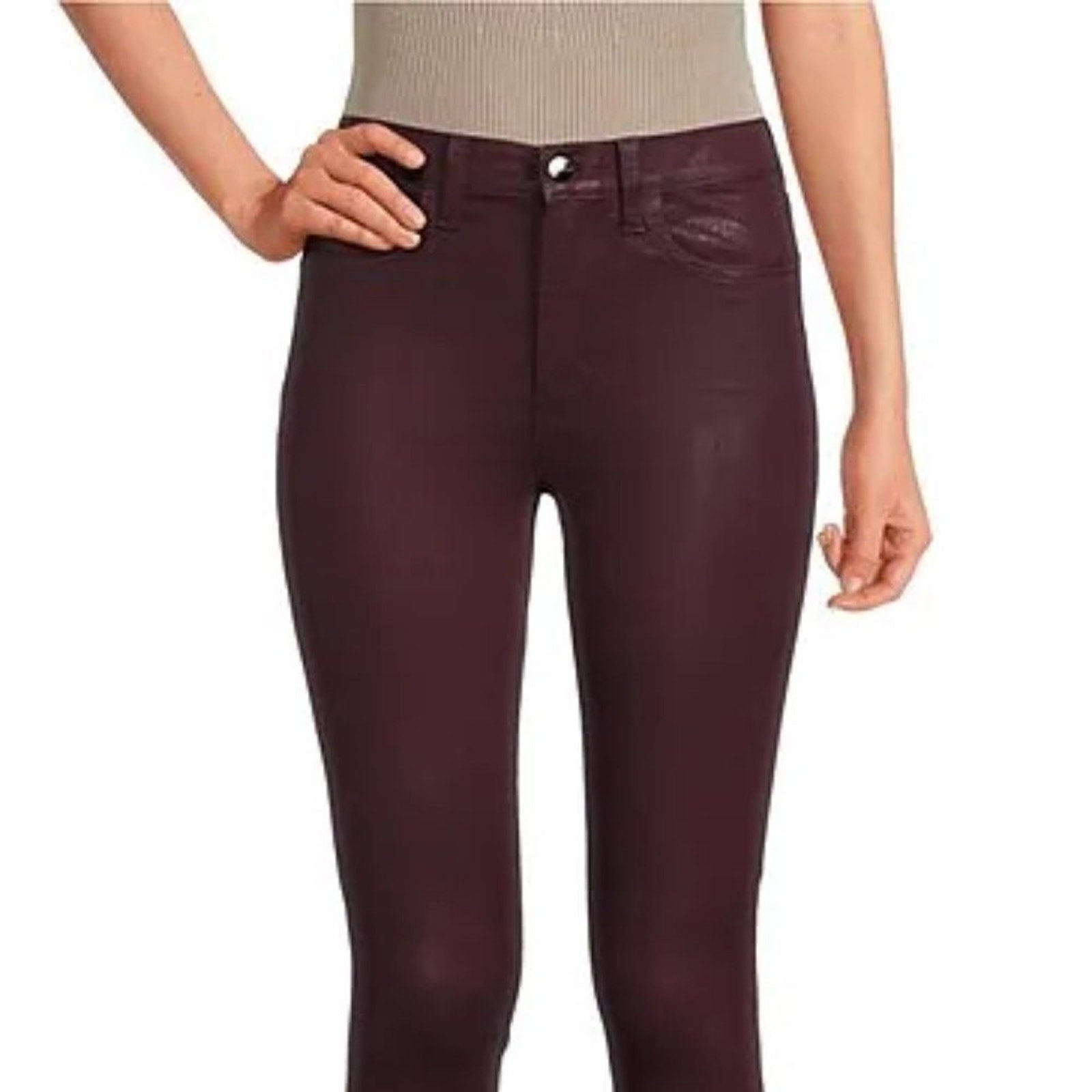 NWT JOES JEANS "THE CHARLIE" HIGH RISE SKINNY COATED ANKLE- DARK COCO BEAN