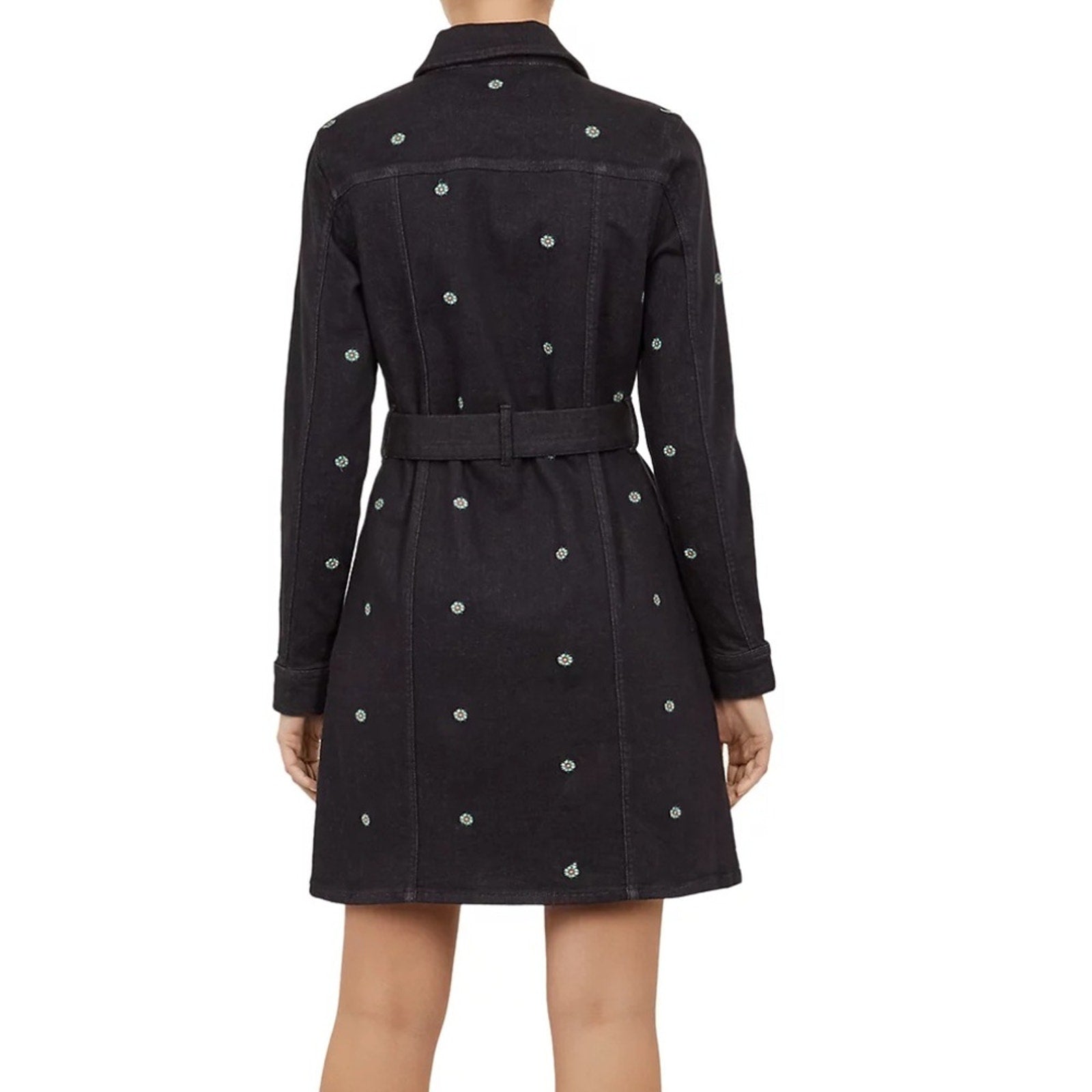 Ted Baker Rosarie Embroidered Denim Dress - size 12 (size 5)