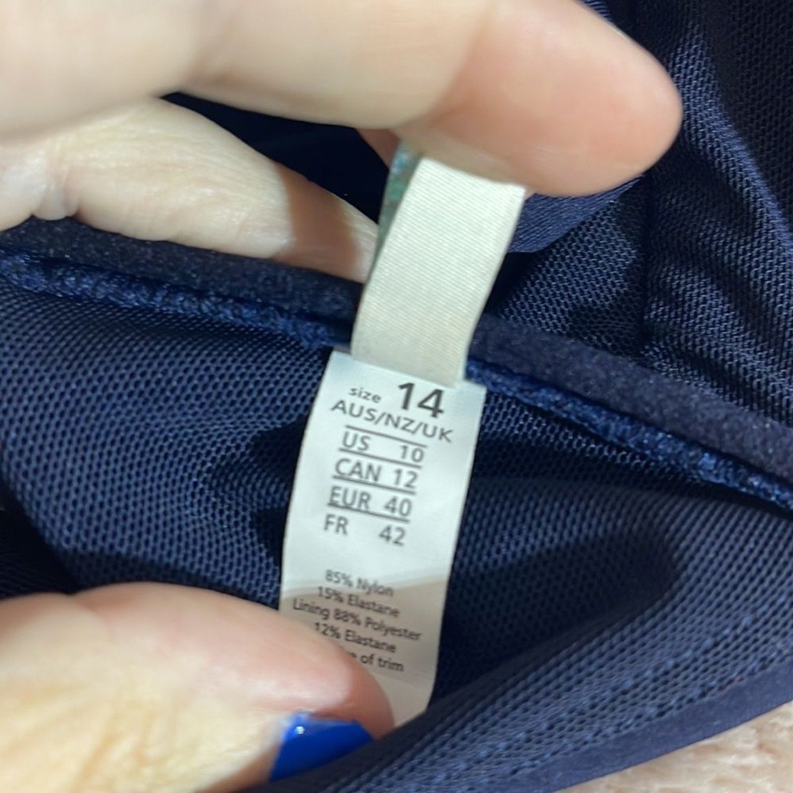 NWOT Sea Level Essentials Frill Bikini Top Navy - size 10