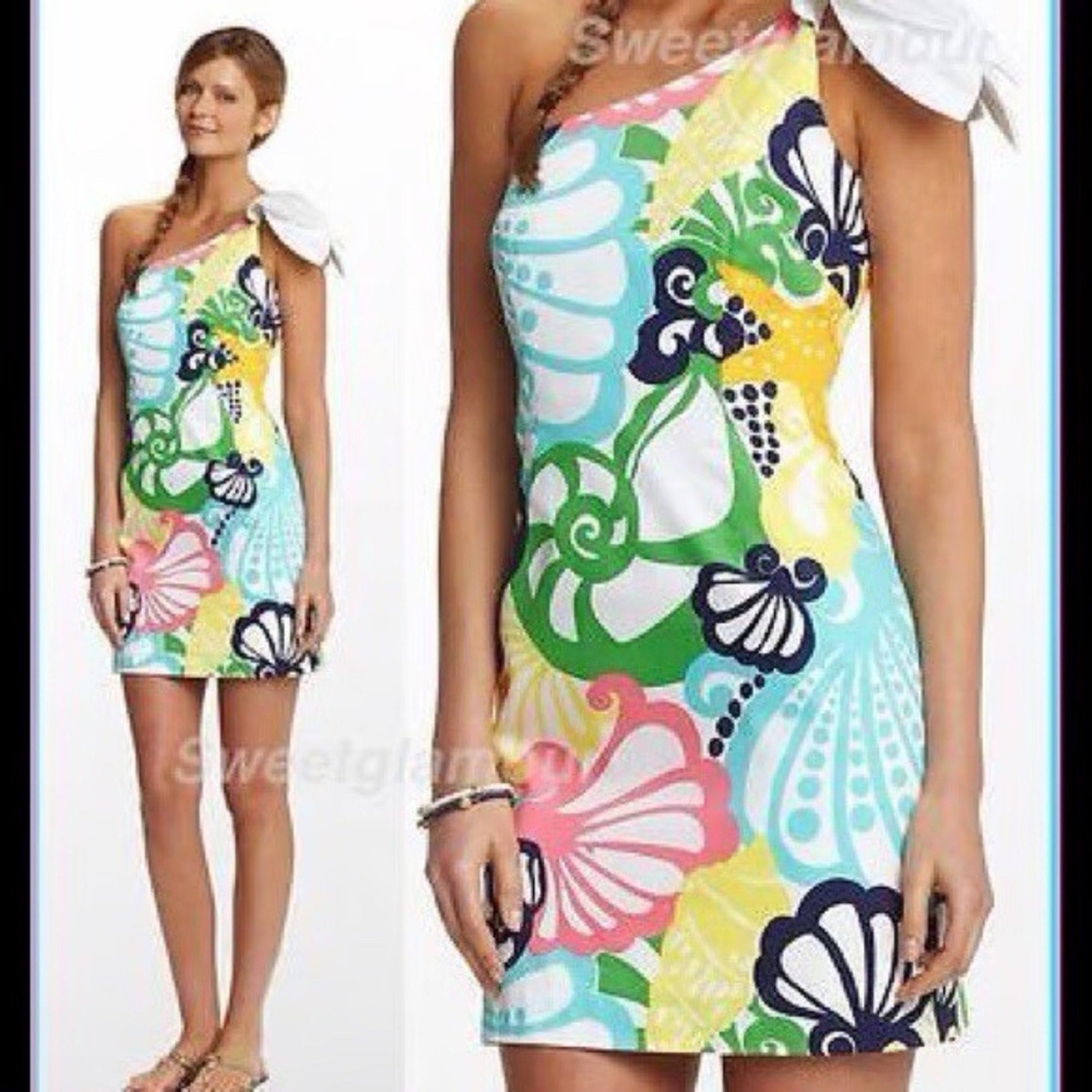 Lilly Pulitzer One Shoulder Minta 32973 Shell Print - RARE - dress - size 2