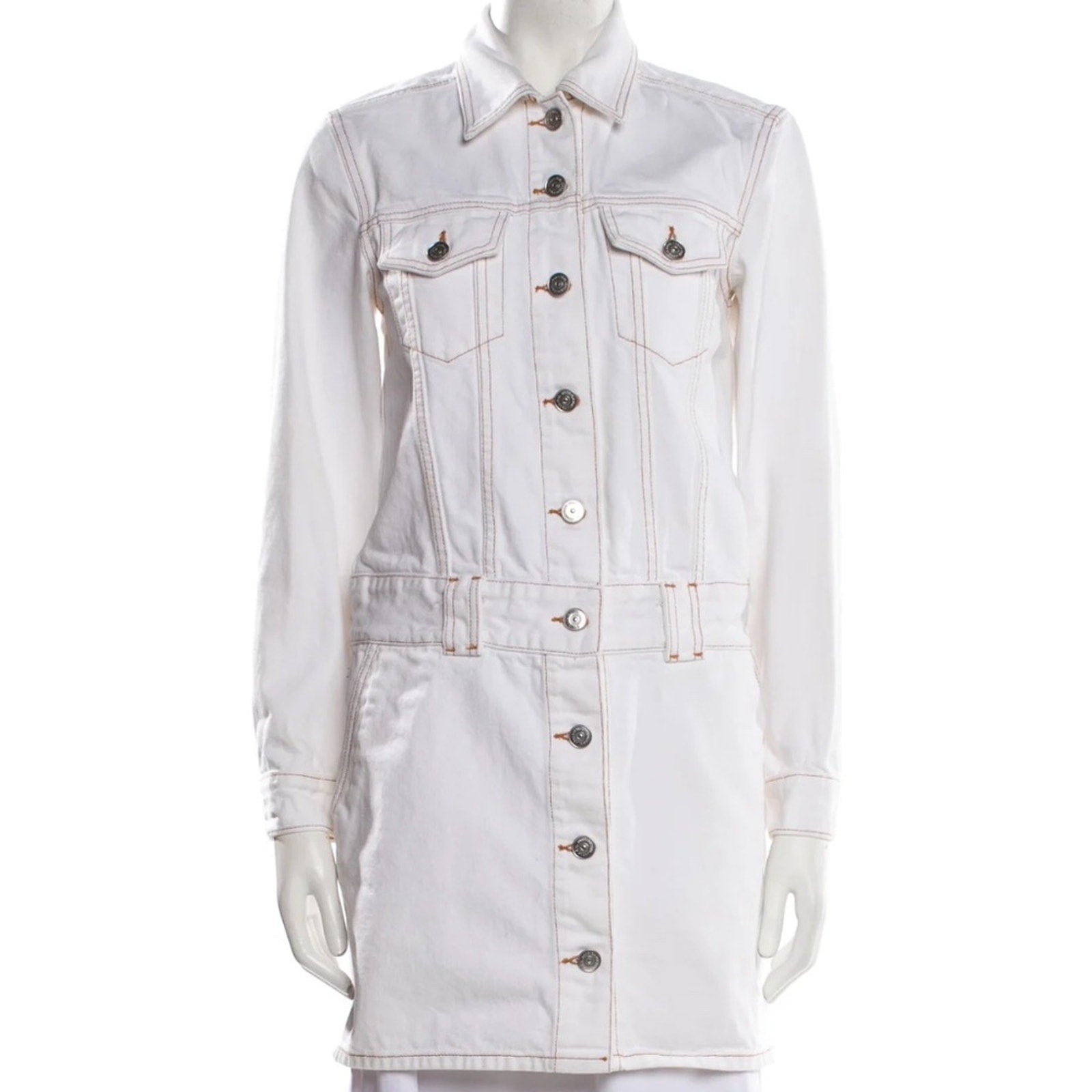 GANNI White Denim Mini Dress - size M