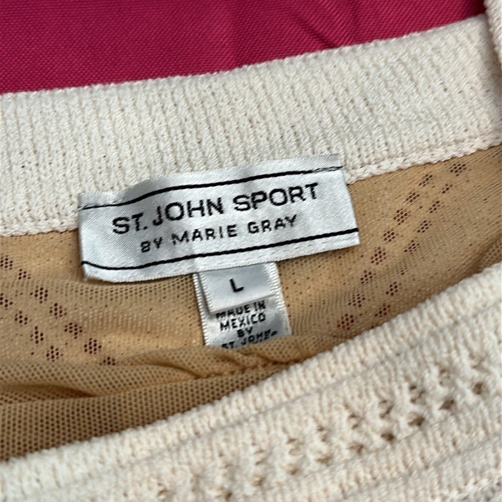 St John Sport cream crochet top - size large