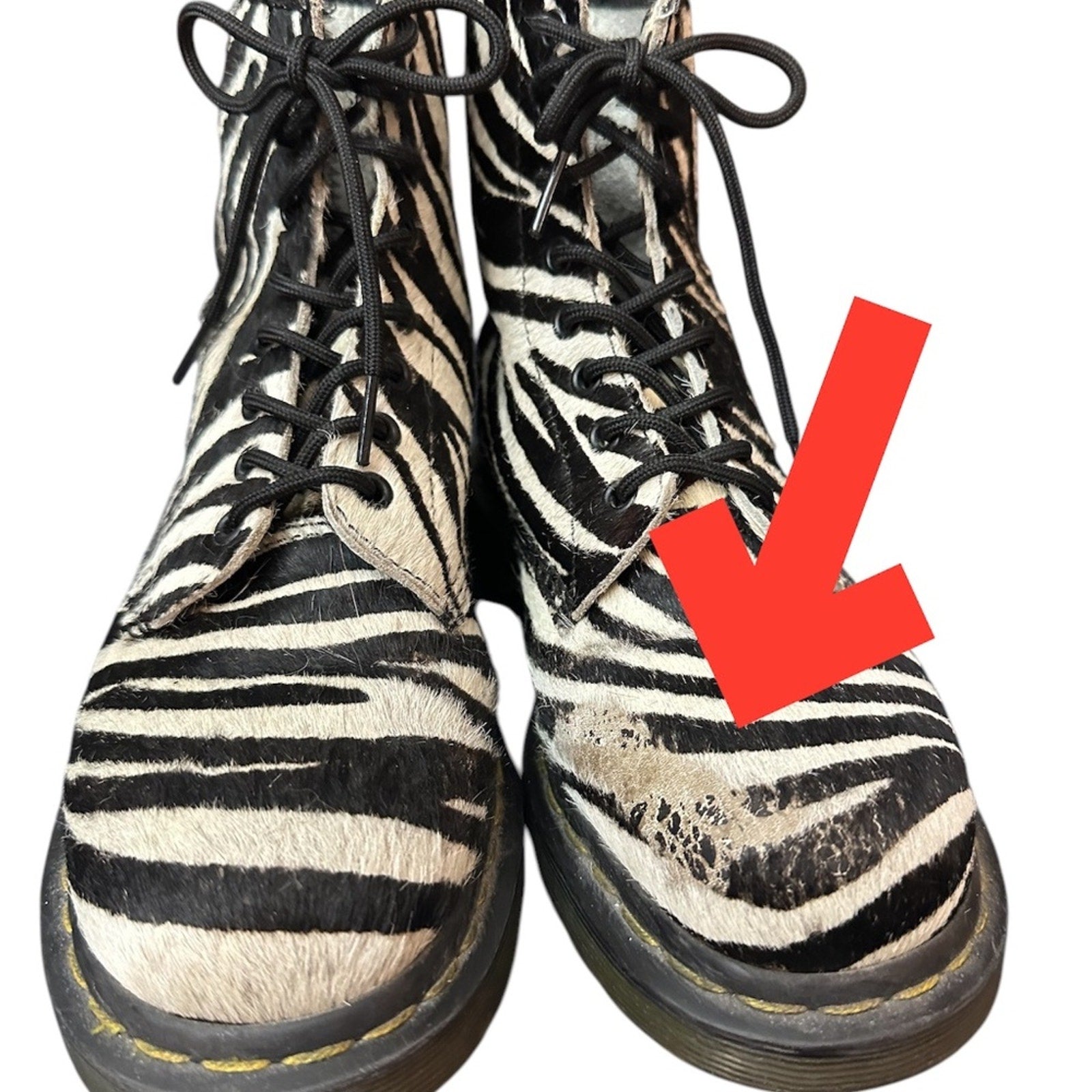 Dr. Martens Zebra Print Pony Hair Leather Boots #3 Rare - size 9 US or 7 UK
