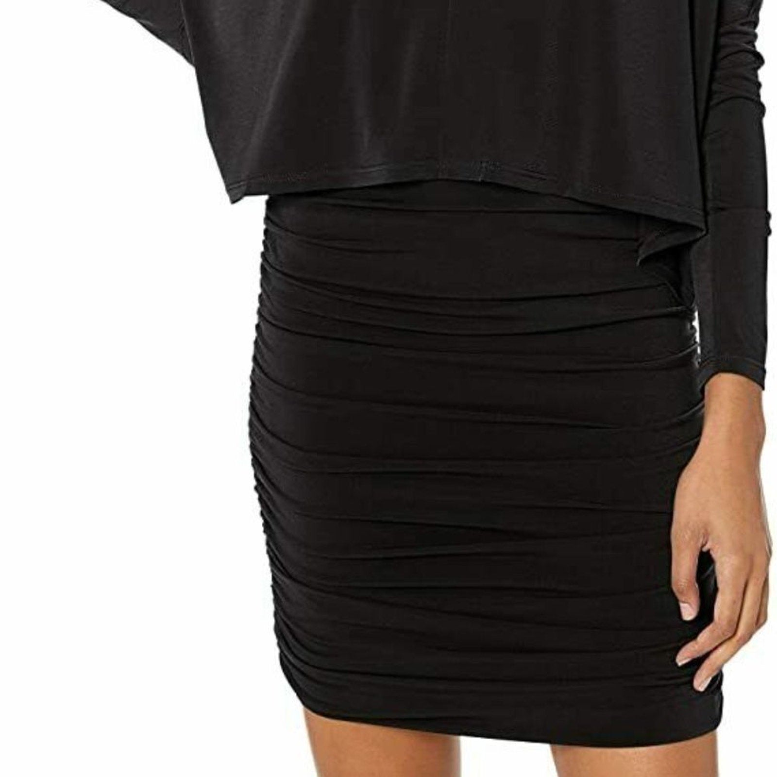 NWT BCBGMAXAZRIA Ruched Sheat Casual Black Dress - size M
