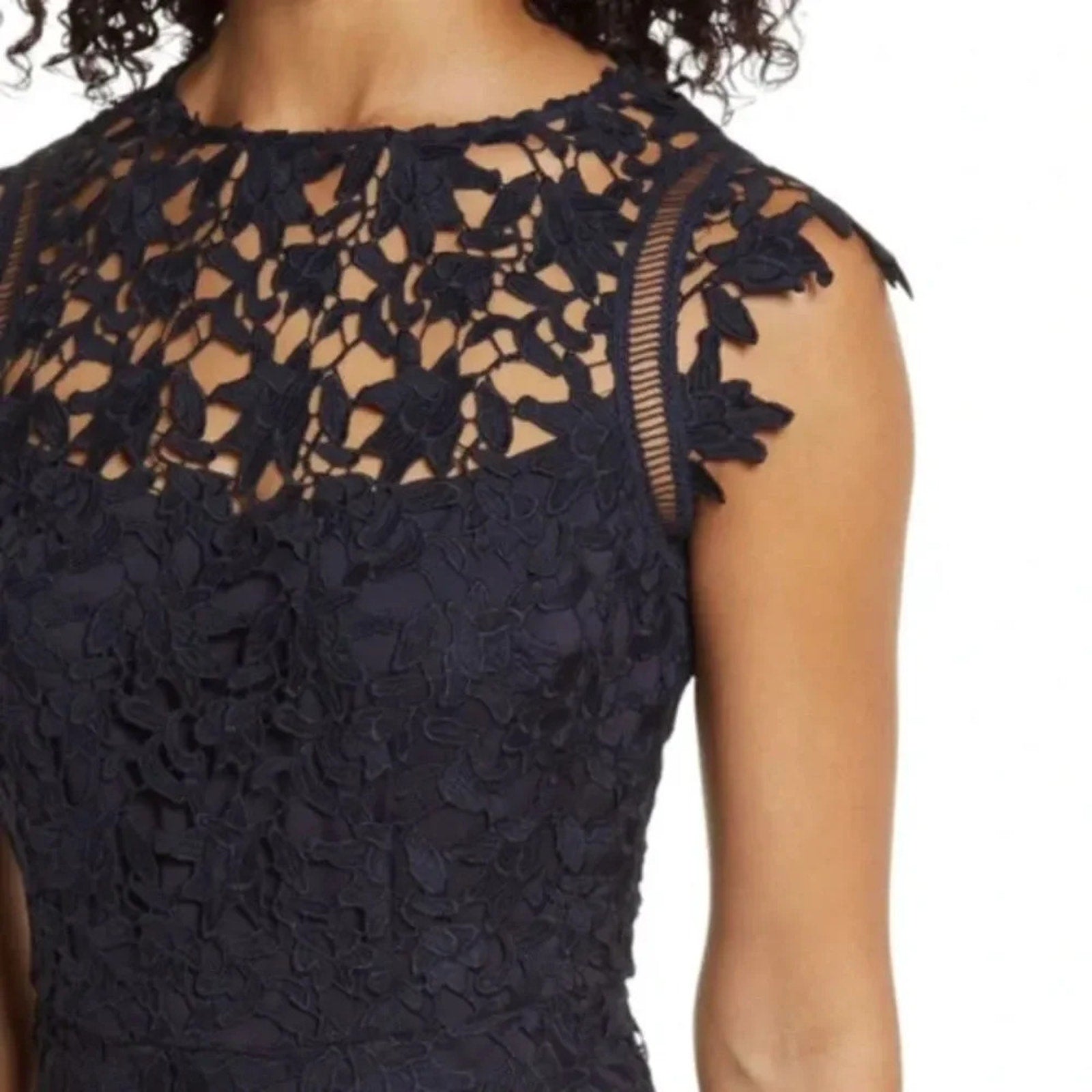 NWT Eliza J Navy Blue Lace Asymmetric Cocktail Dress - size 8