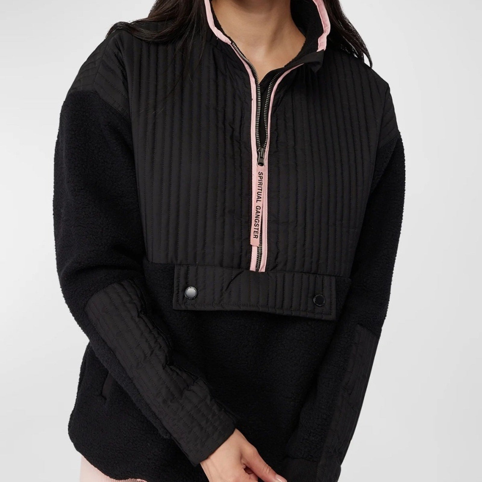 NWT Spiritual Gangster Mix Media Half Zip Pullover - size XS