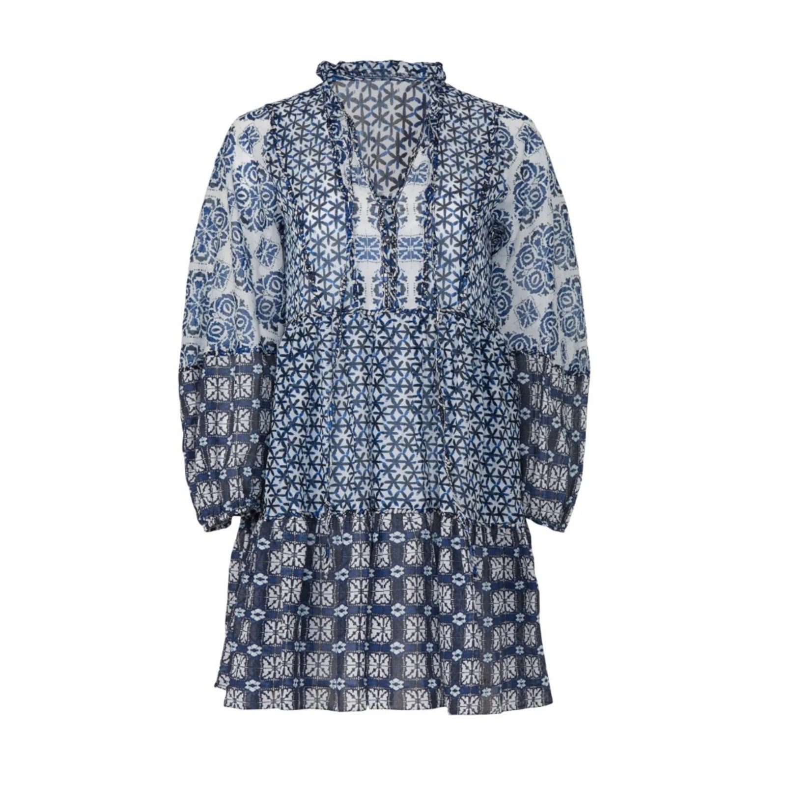 Maje Blue Patchwork Dress - size 38 (US 6)