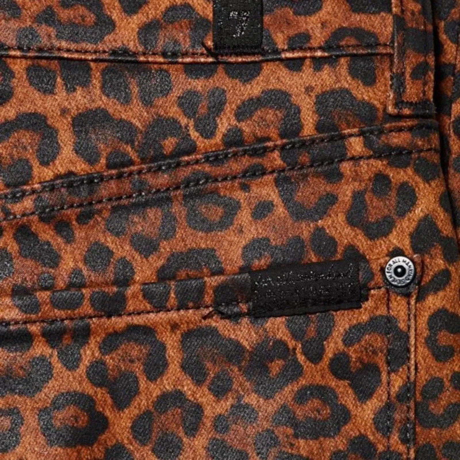 NWT 7 FOR ALL MANKIND Leopard-Print High-Rise Slim-Fit Kick Flare Jeans -size 25