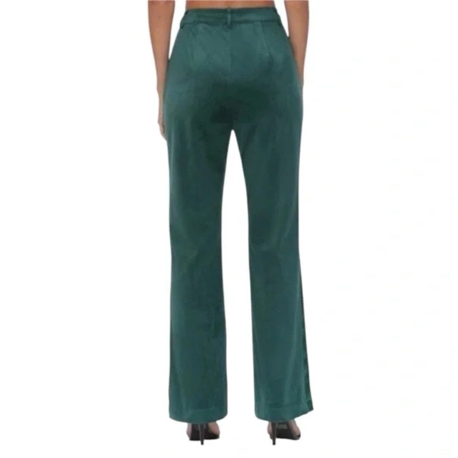 NWT Avec Les Filles Faux Suede Tuxedo Pants Green Straight Leg - size 6