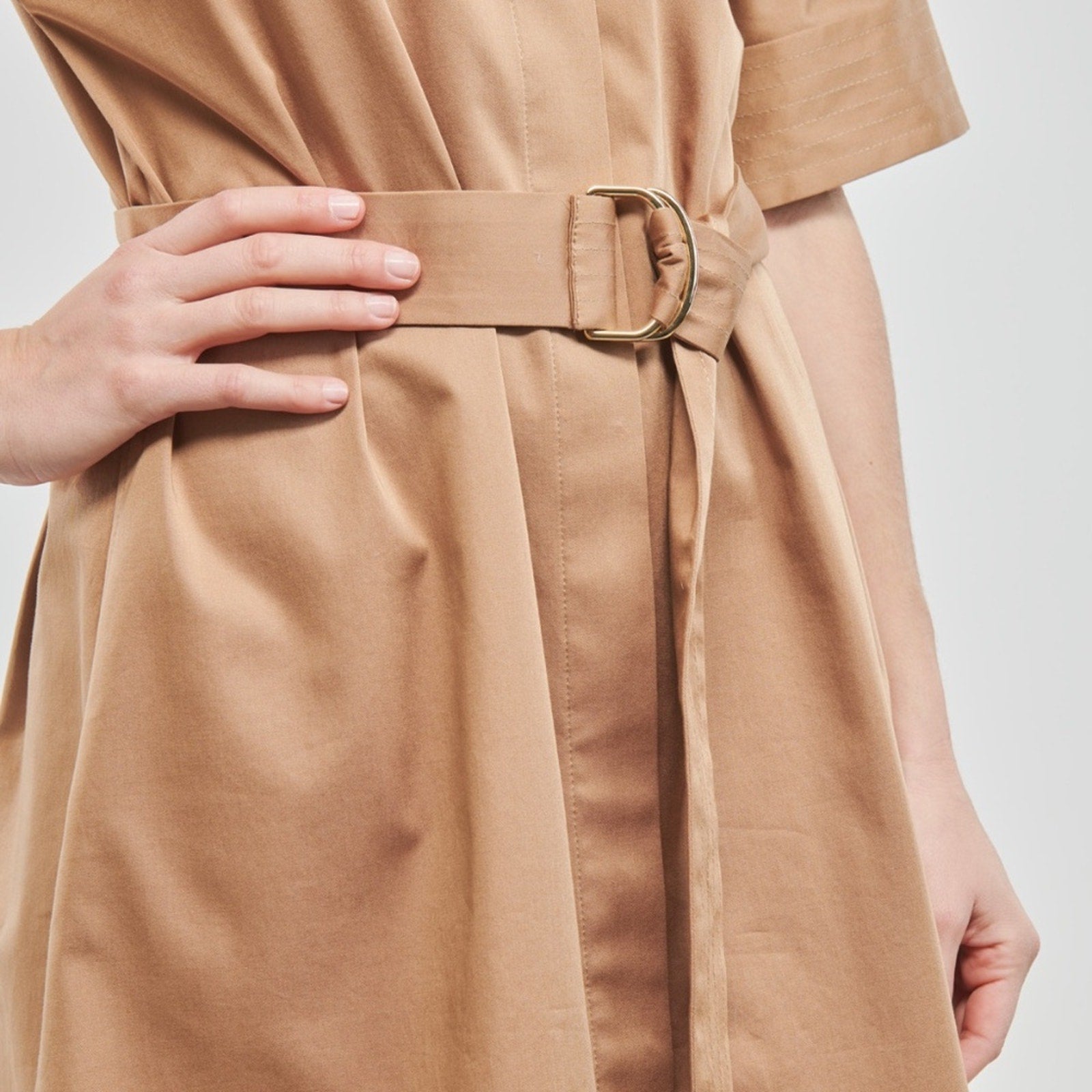 NWT Hugo Boss Dashile Short Sleeve Shirtdress In Iconic Camel - size 4