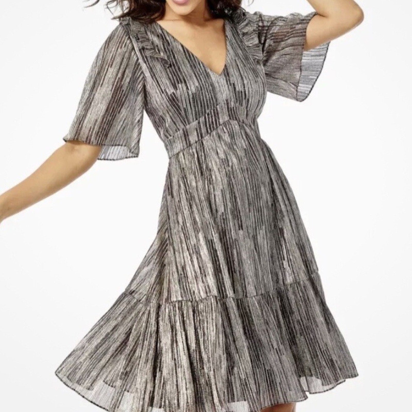 Lilly Pulitzer Racheli Crinkle Dress Gold Metallic Rope Stripe Berry - size 2