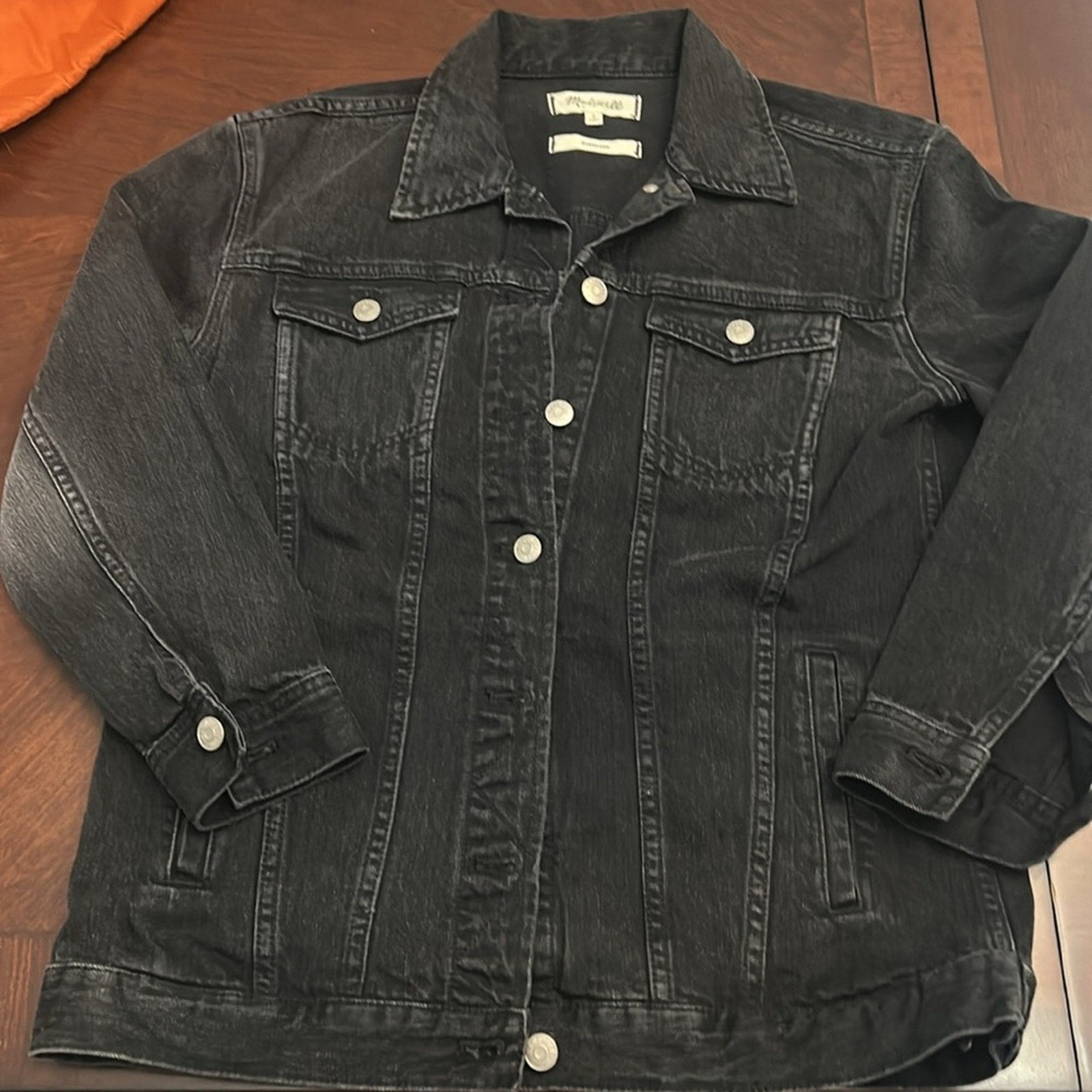 Madewell The Oversized Denim Jean Button Up Jacket Collared Black Size S G7501