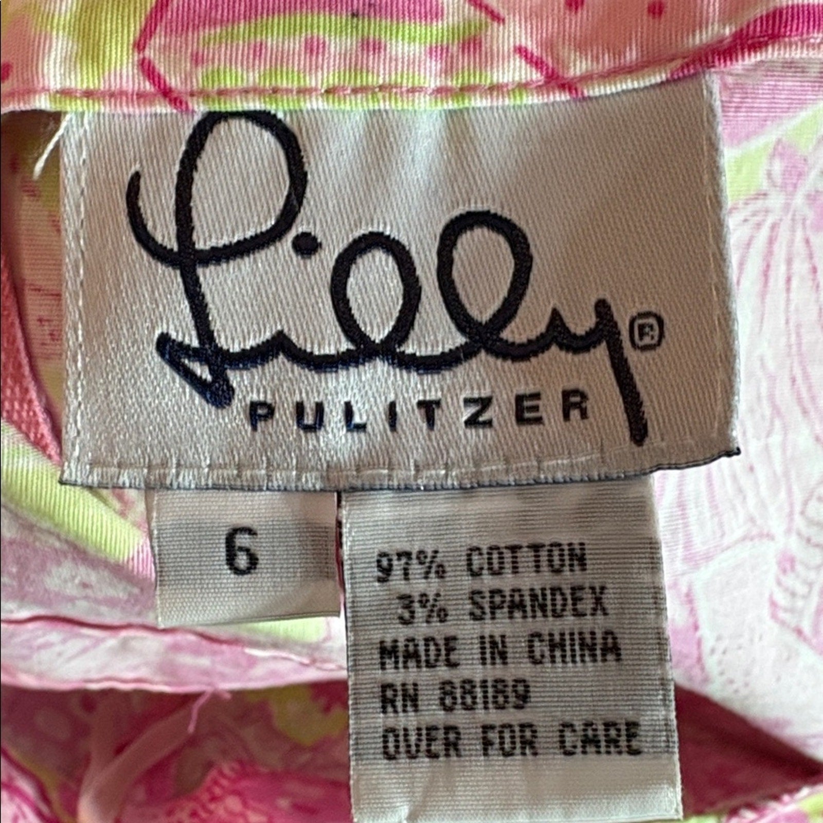 Lilly Pulitzer "Beach, Blanket, Bingo" Pink & Green Stretch Skirt - size 6