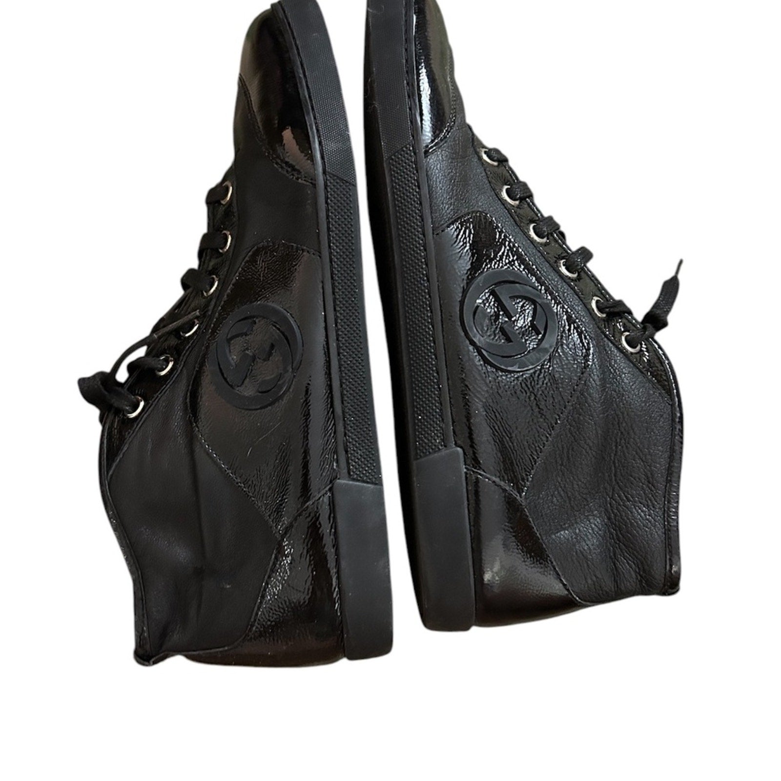 Gucci Black Leather GG High Top Sneakers Size 40 (US size 10)