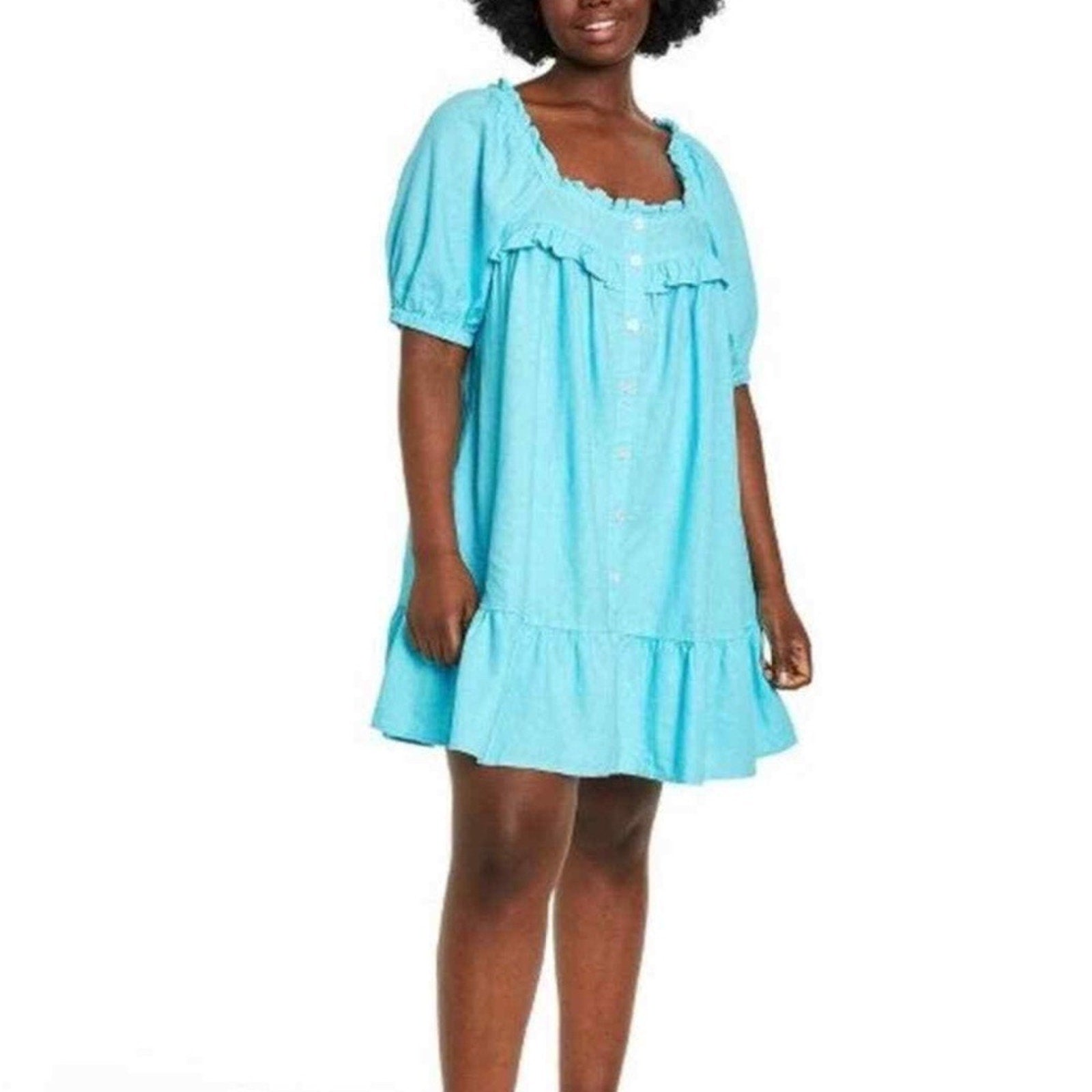 Stoney Clover Lane X Target Blue Short Sleeve Ruffle Dress - size M