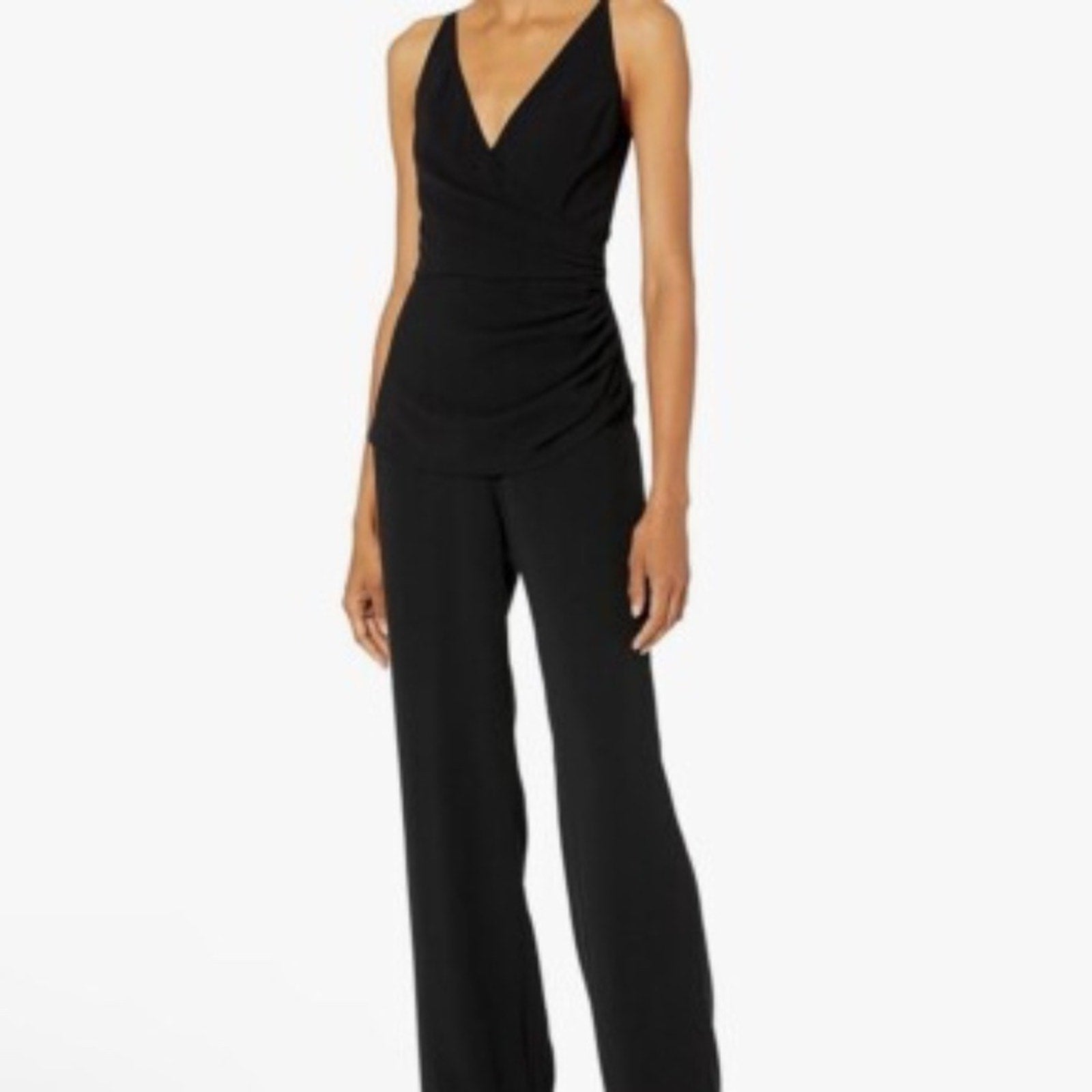 Dress the Population Sam Ruched Jumpsuit in Black - size XXL