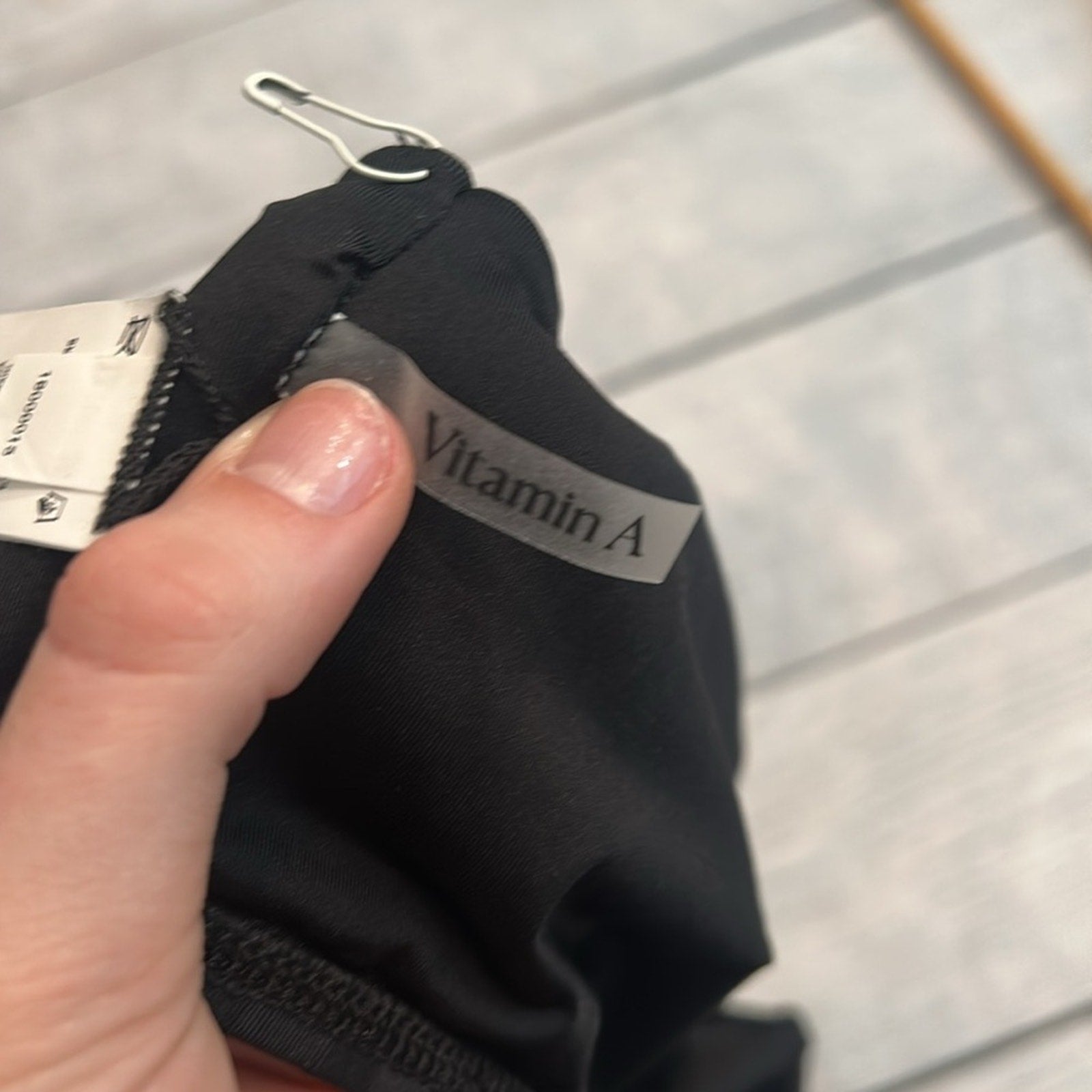 NEW Vitamin A black EcoRib Astrid Bralette Bikini Top - size Large