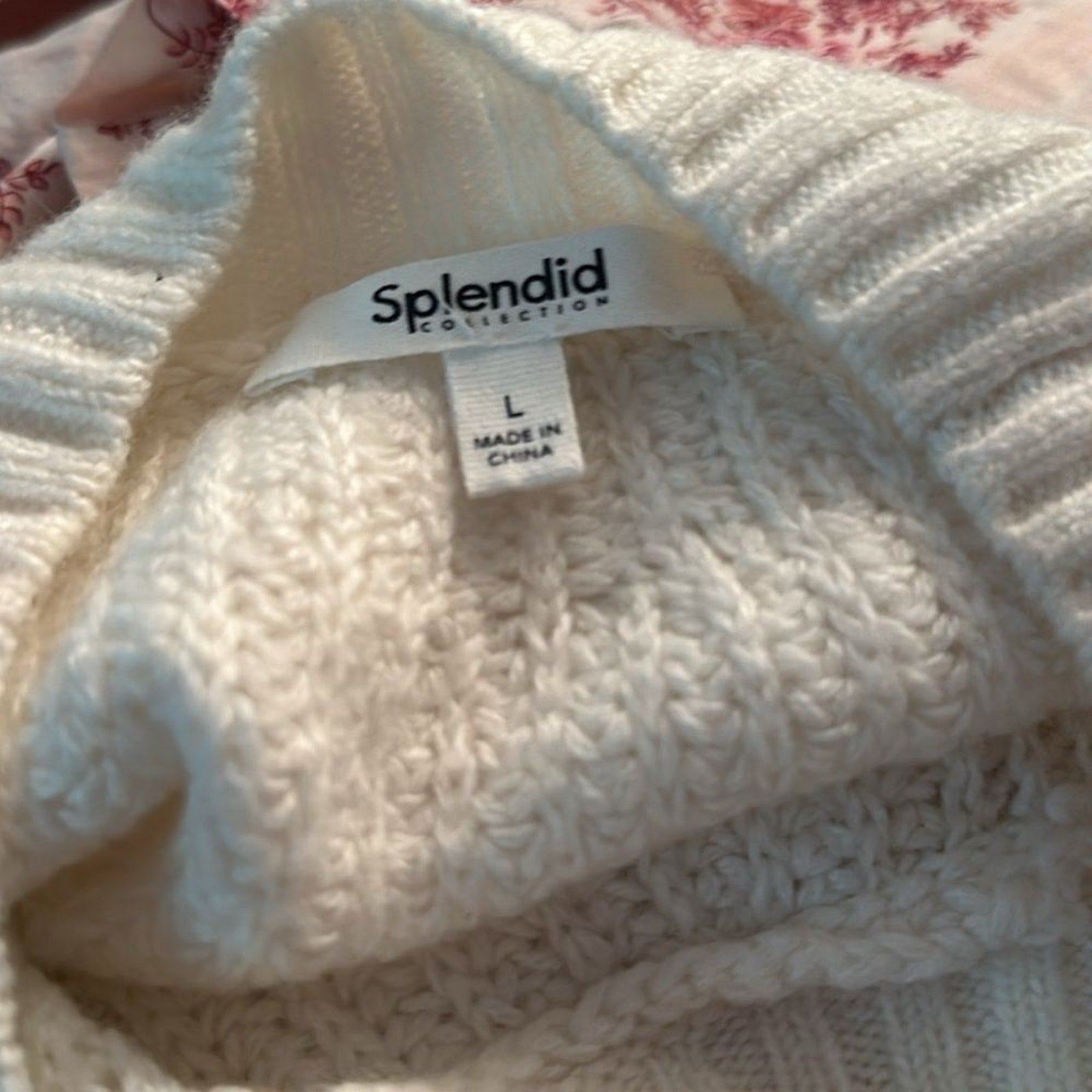 NEW $188 Splendid Women's White Chunky Knit Pullover Crewneck Sweater Size L