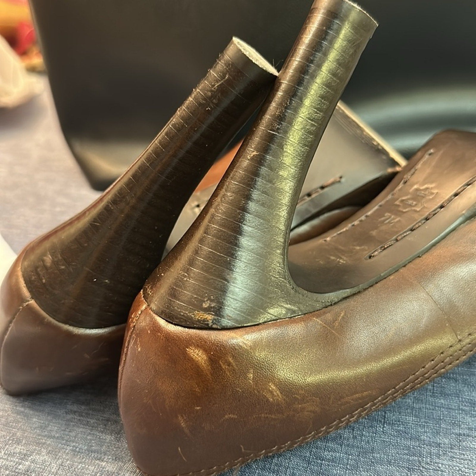 Micheal Micheal Kors Chocolate Leather Peep Toe Heels